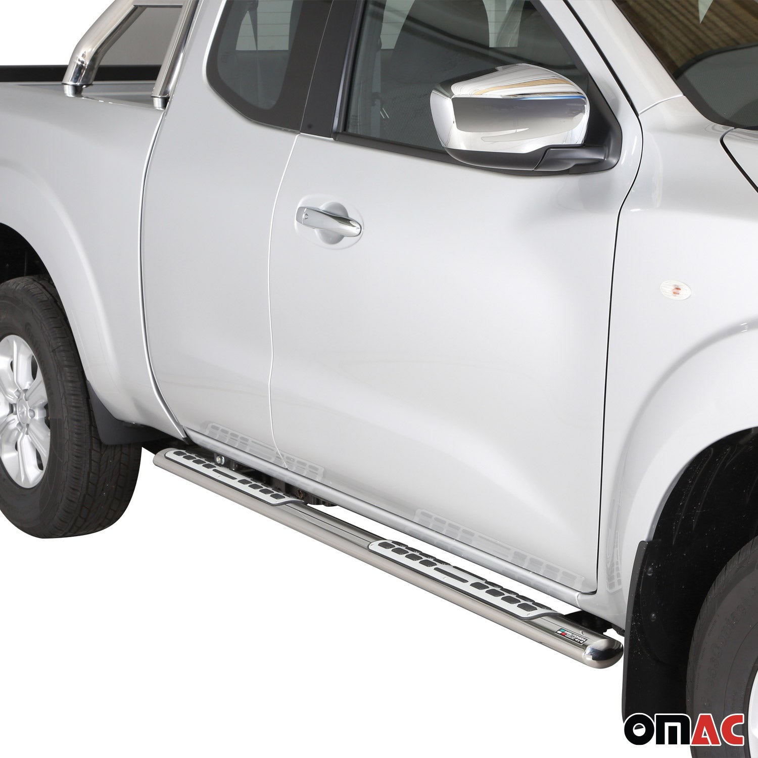 Estribos Barras Laterales para Nissan NP300 Navara King Cab 2016-25 Plata Acero
