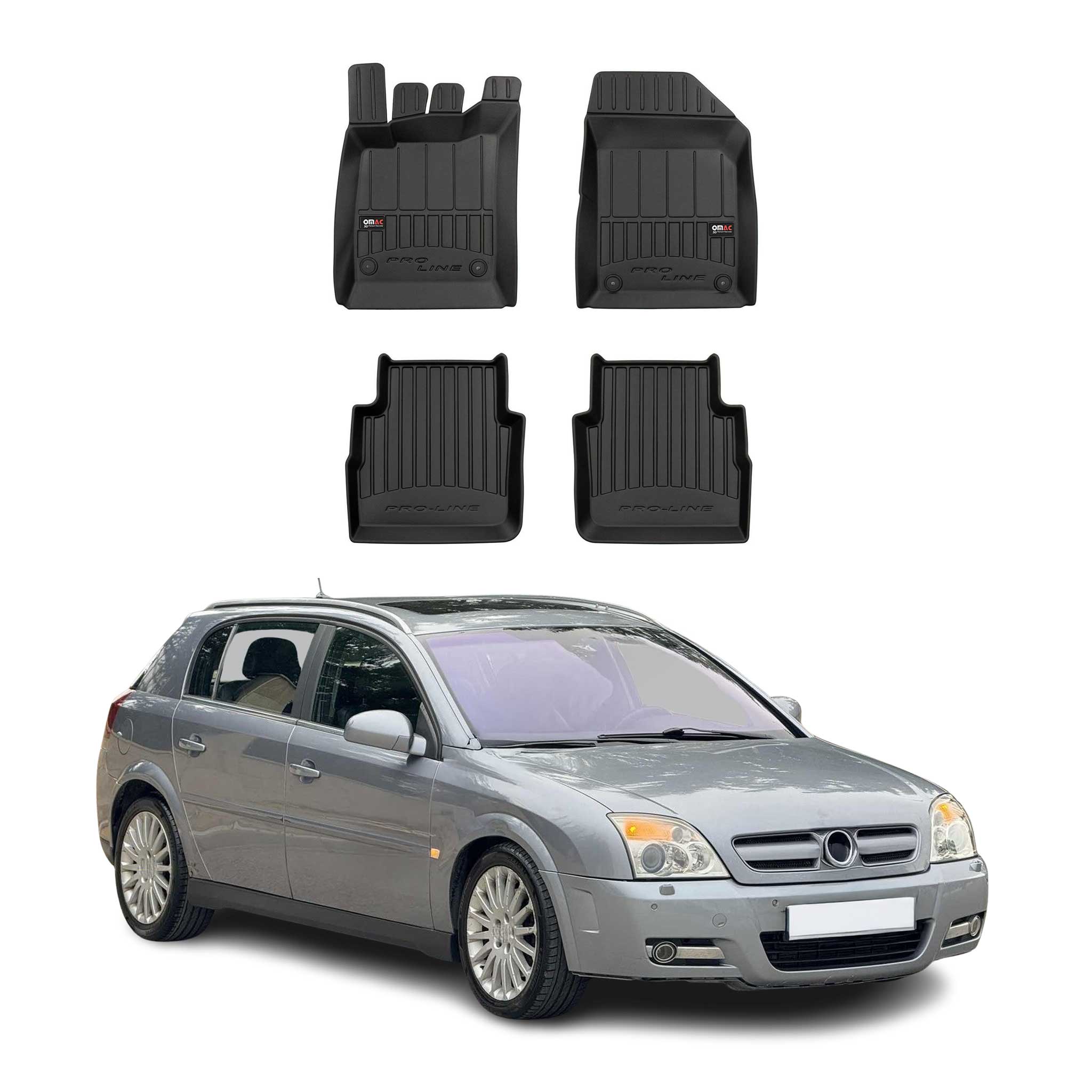 OMAC Premium Alfombrillas De Coche para Opel Signum 2003-2008 Negro TPE Goma 4x