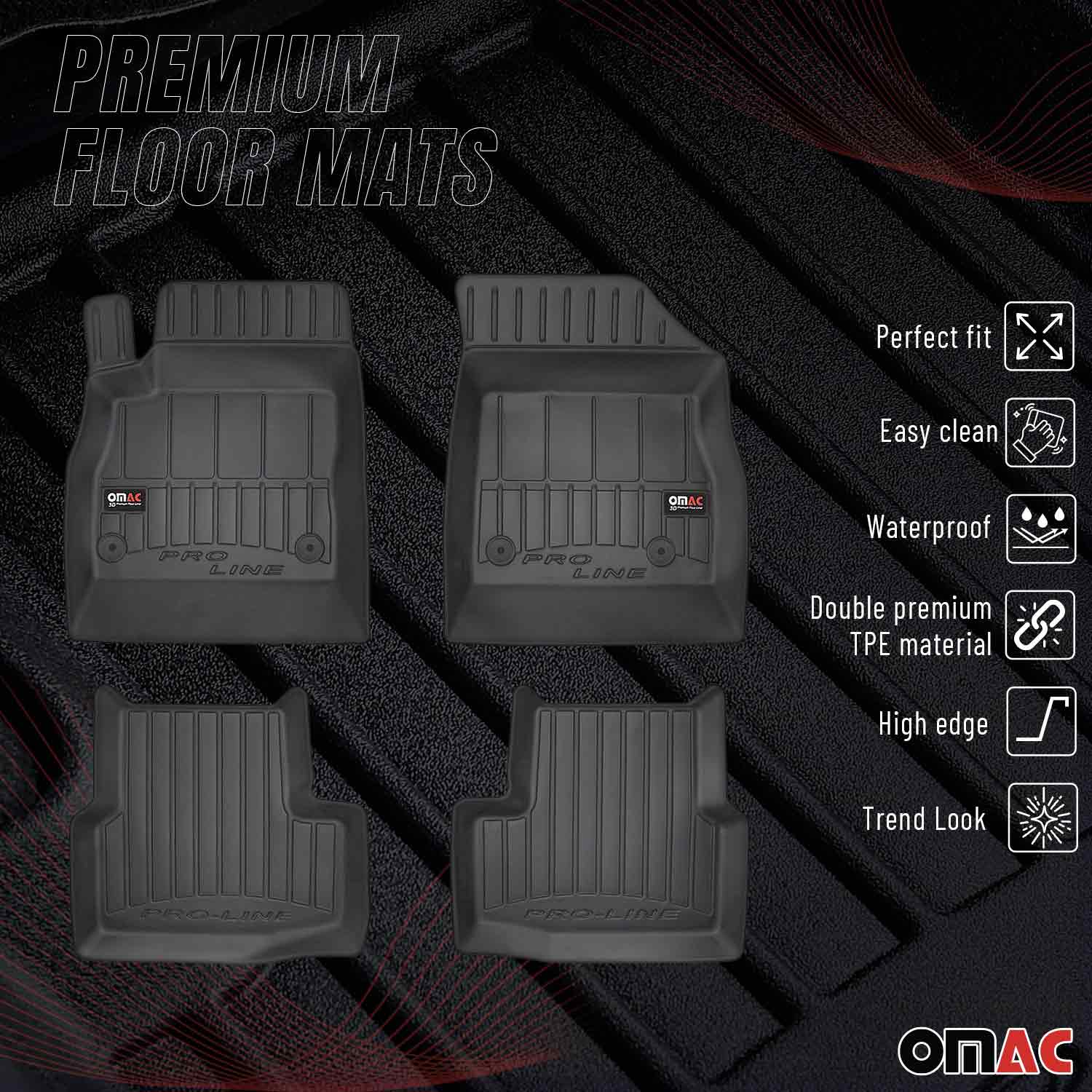OMAC Premium Alfombrillas De Coche para Opel Astra 2015-2021 Negro TPE Goma 4Pza
