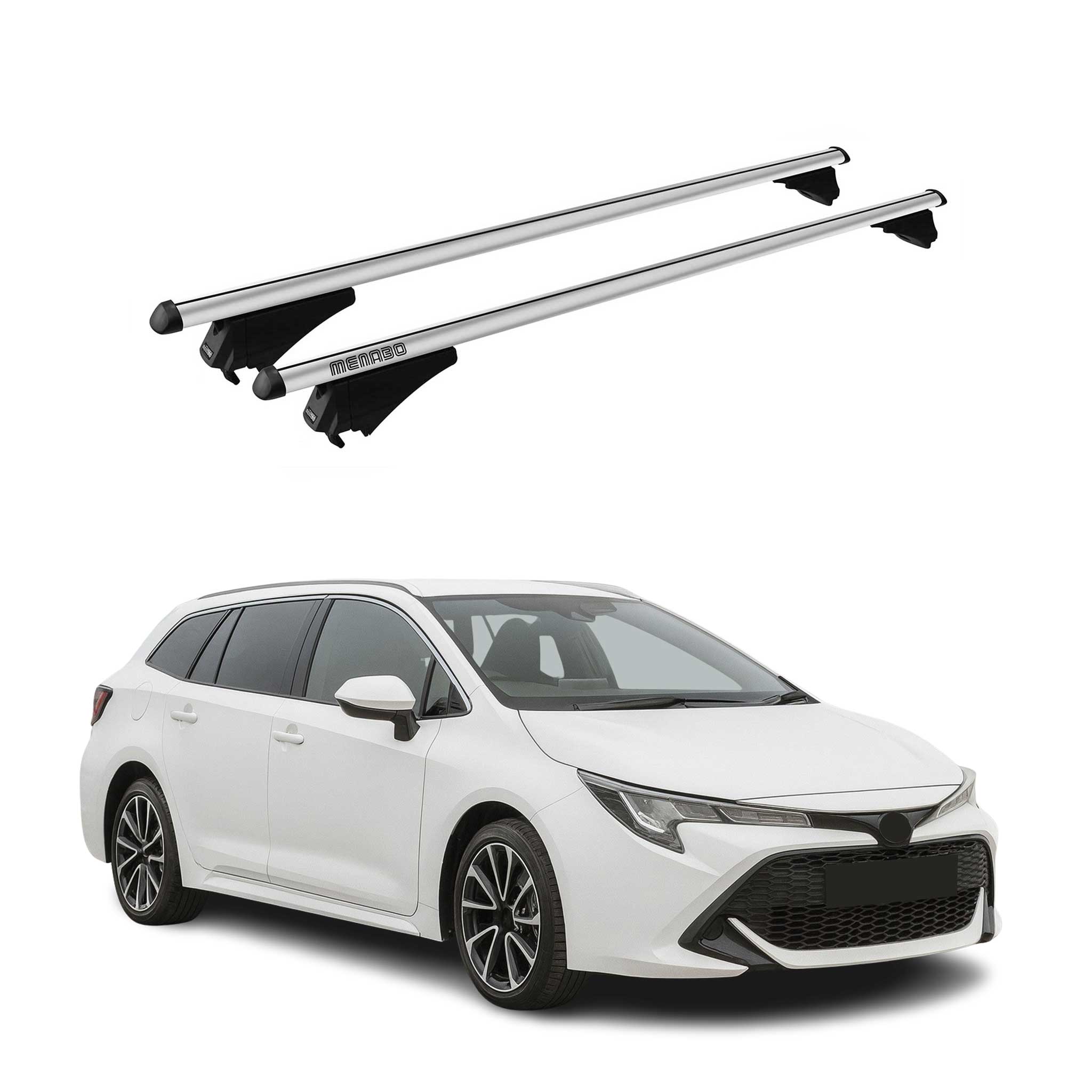 Menabo Barras de Techo Coche Baca para Toyota Auris E210 Familiar 2018-2022 Gris