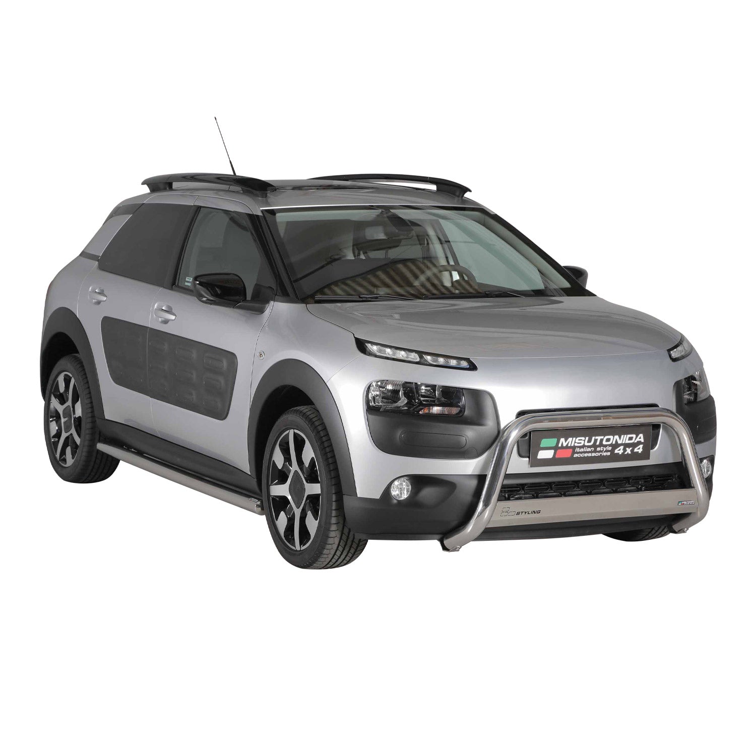 Bull Barra Frontal para Citroen C4 Cactus 2014-2020 Plata Brillante Acero 1Pza