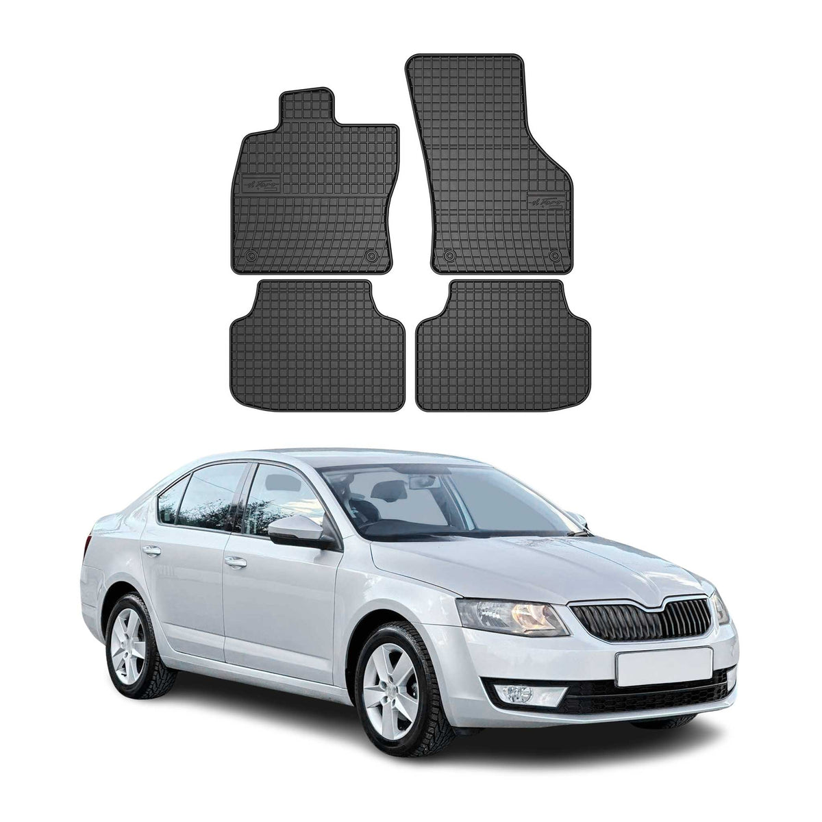 OMAC Alfombrillas De Coche para Skoda Octavia 2012-2019 Negro Goma 4Pza