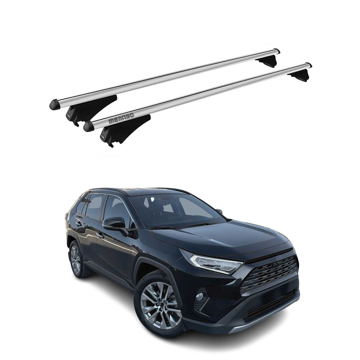 Menabo Barras de Techo Coche Baca para Toyota RAV4 XA50 2018-2025 Gris Alu 2Pza