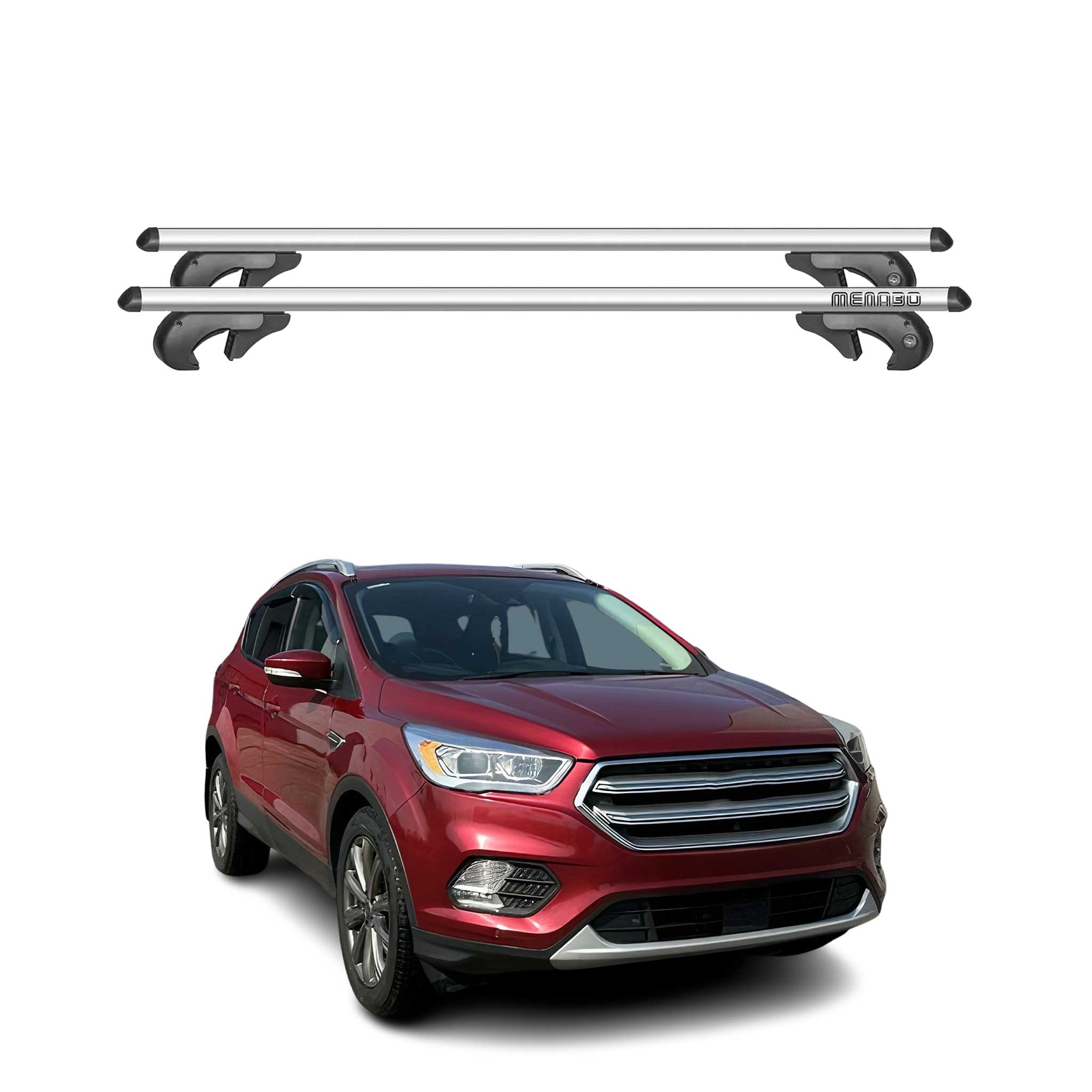 Menabo Barras de Techo Coche Barra para Ford Escape C250 2013-2019 Gris Alu 2Pza