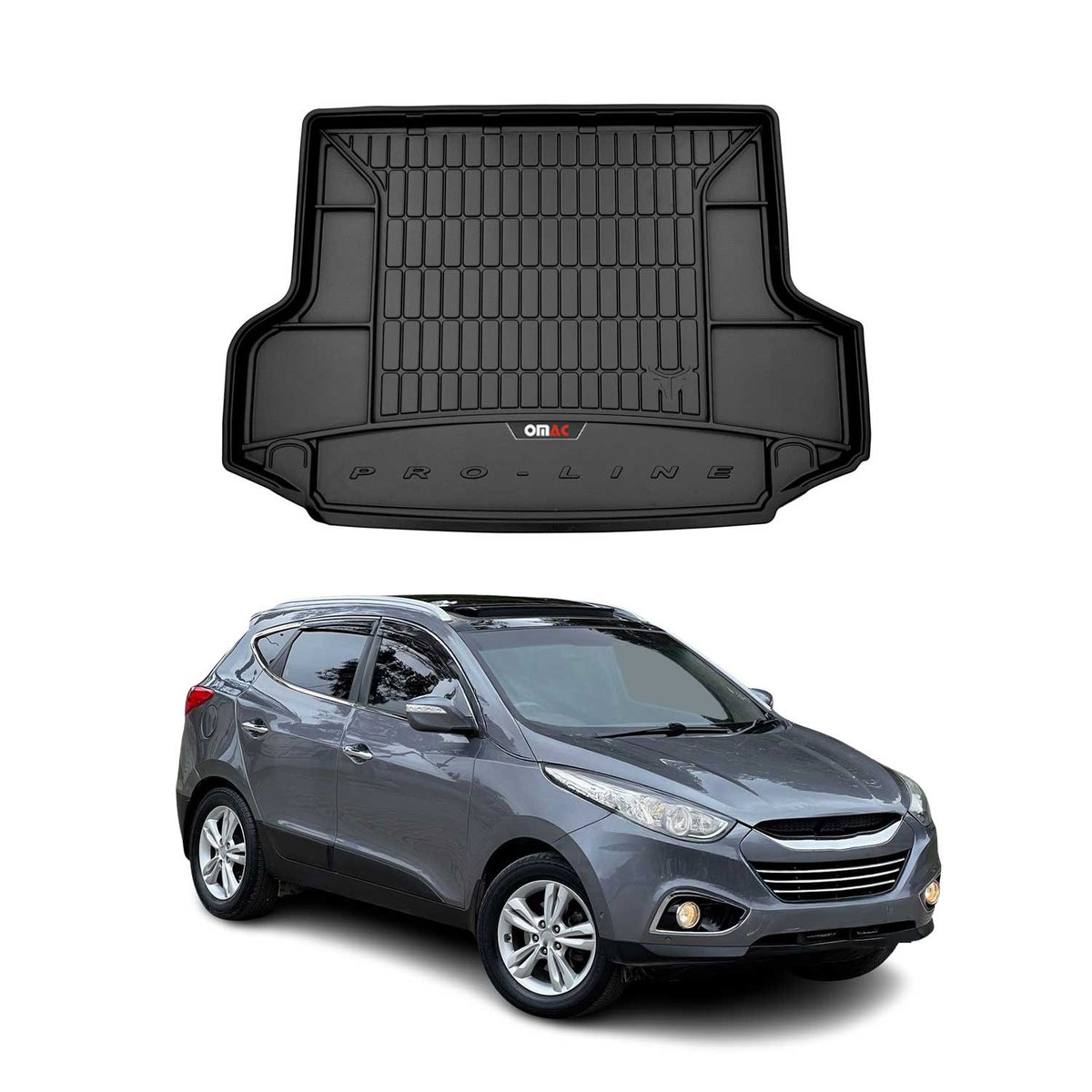 OMAC Premium Bandeja Maletero Alfombrilla para Hyundai ix35 2009-2015 Negro TPE