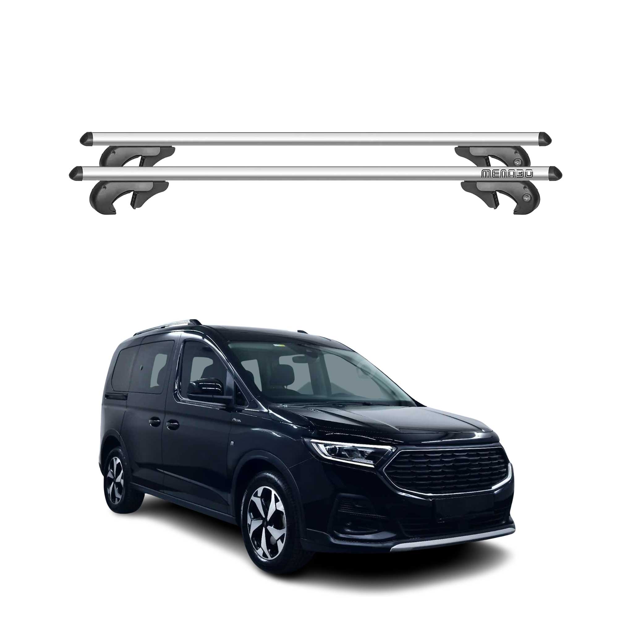 Menabo Barras de Techo Coche Barra para Ford Tourneo Connect 2021-2025 Gris Alu