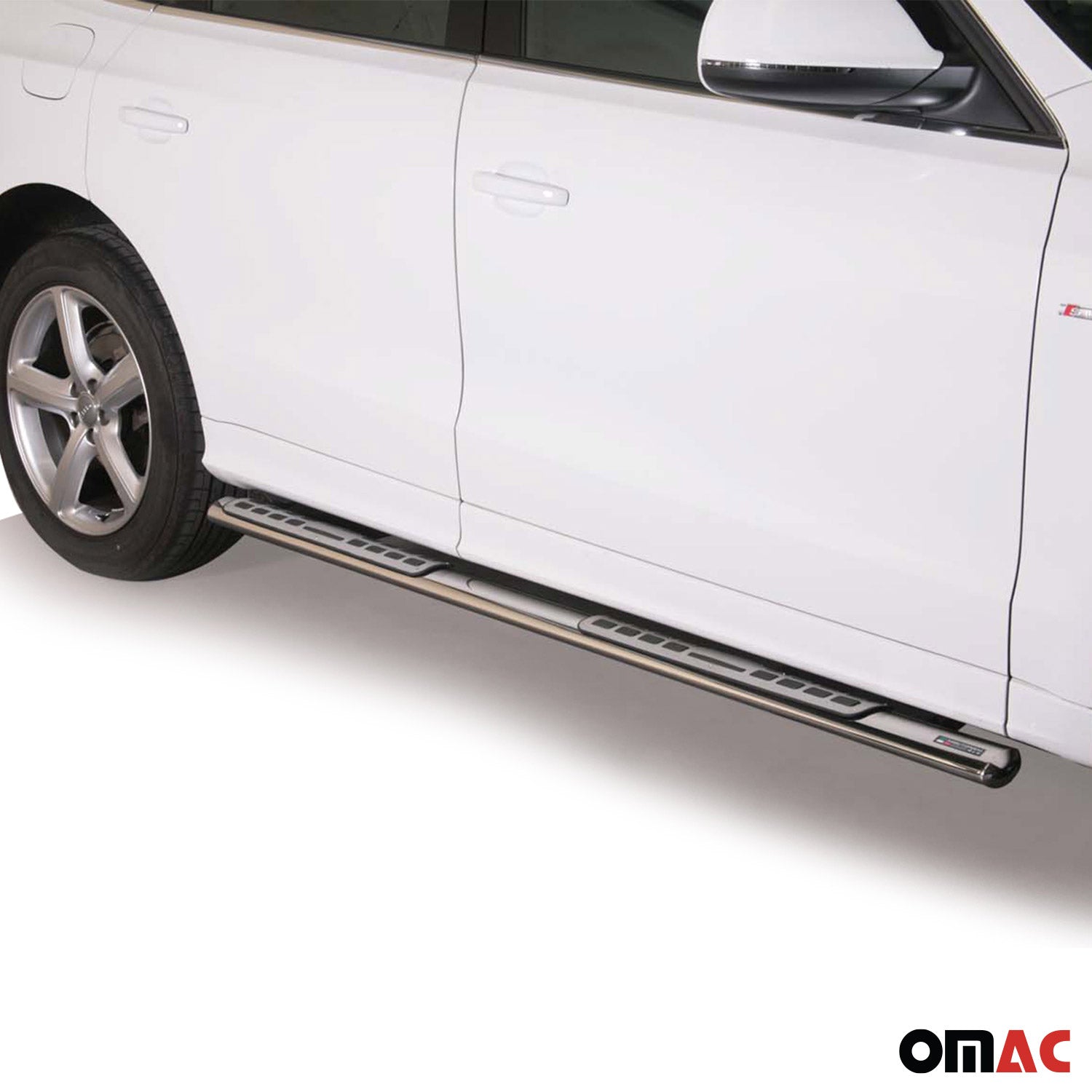 Par de Estribos Barras Laterales para Audi Q7 2006-2015 Plata Brillante Acero 2x