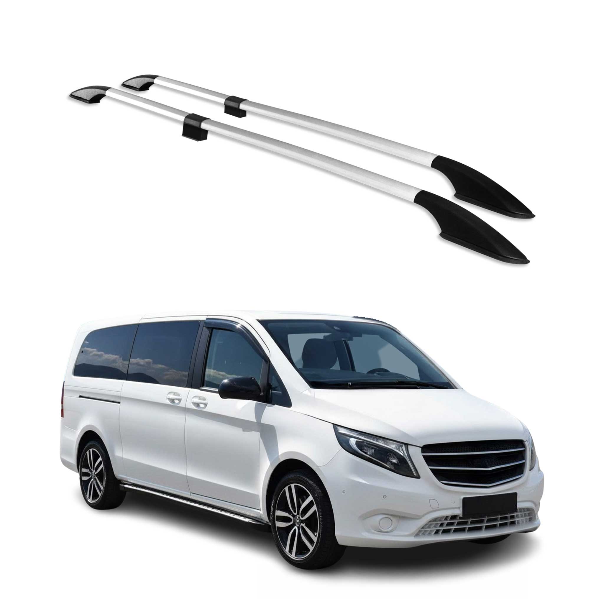 Rieles de Techo Coche para Mercedes Vito W639 W447 2003-2026 L3 ExtraLargo Plata