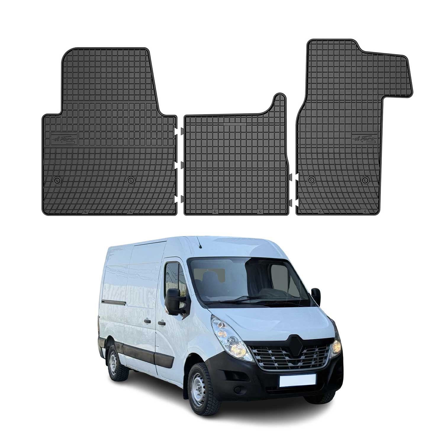 OMAC Alfombrillas De Coche para Renault Master 2010-2024 Negro Goma 3Pza