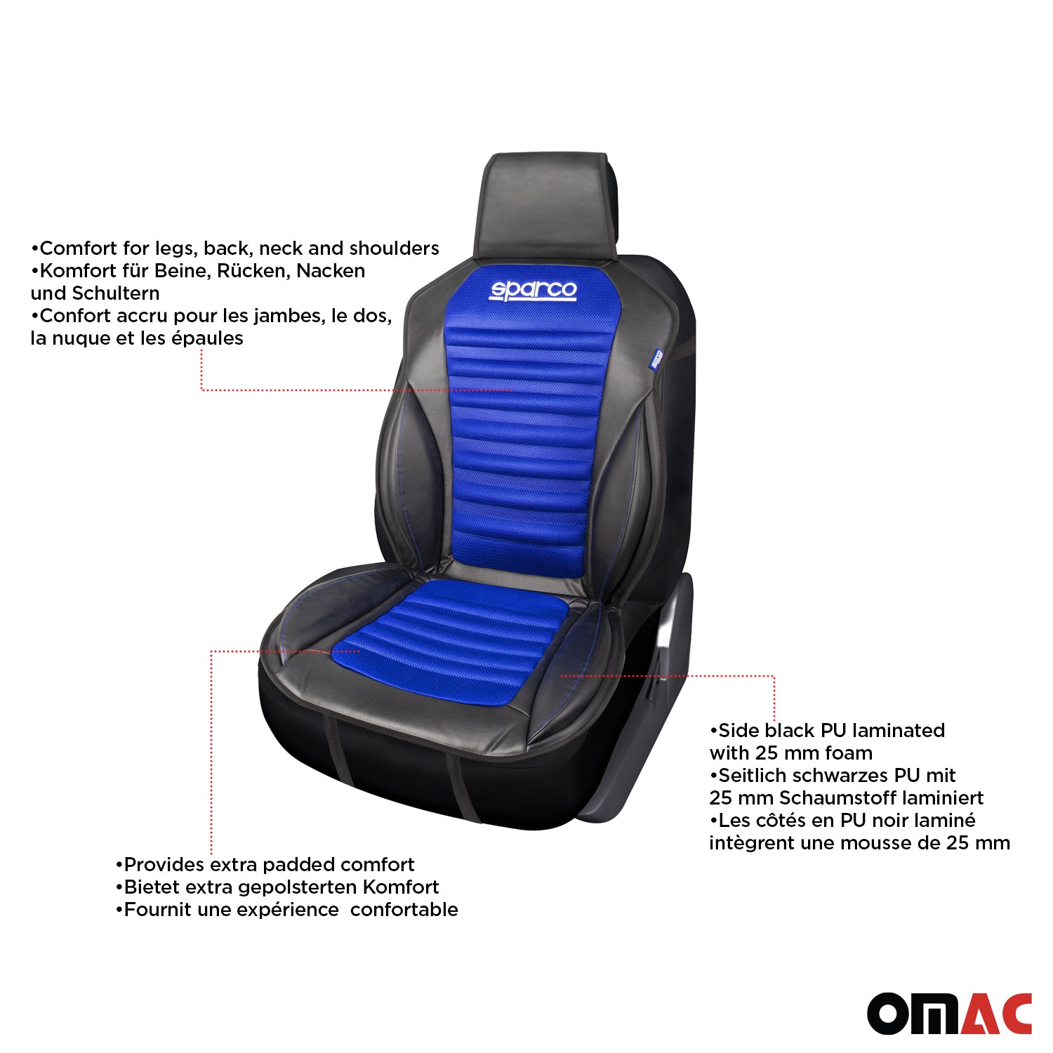 Sparco Funda de Asiento Universal Negro Azul Poliéster