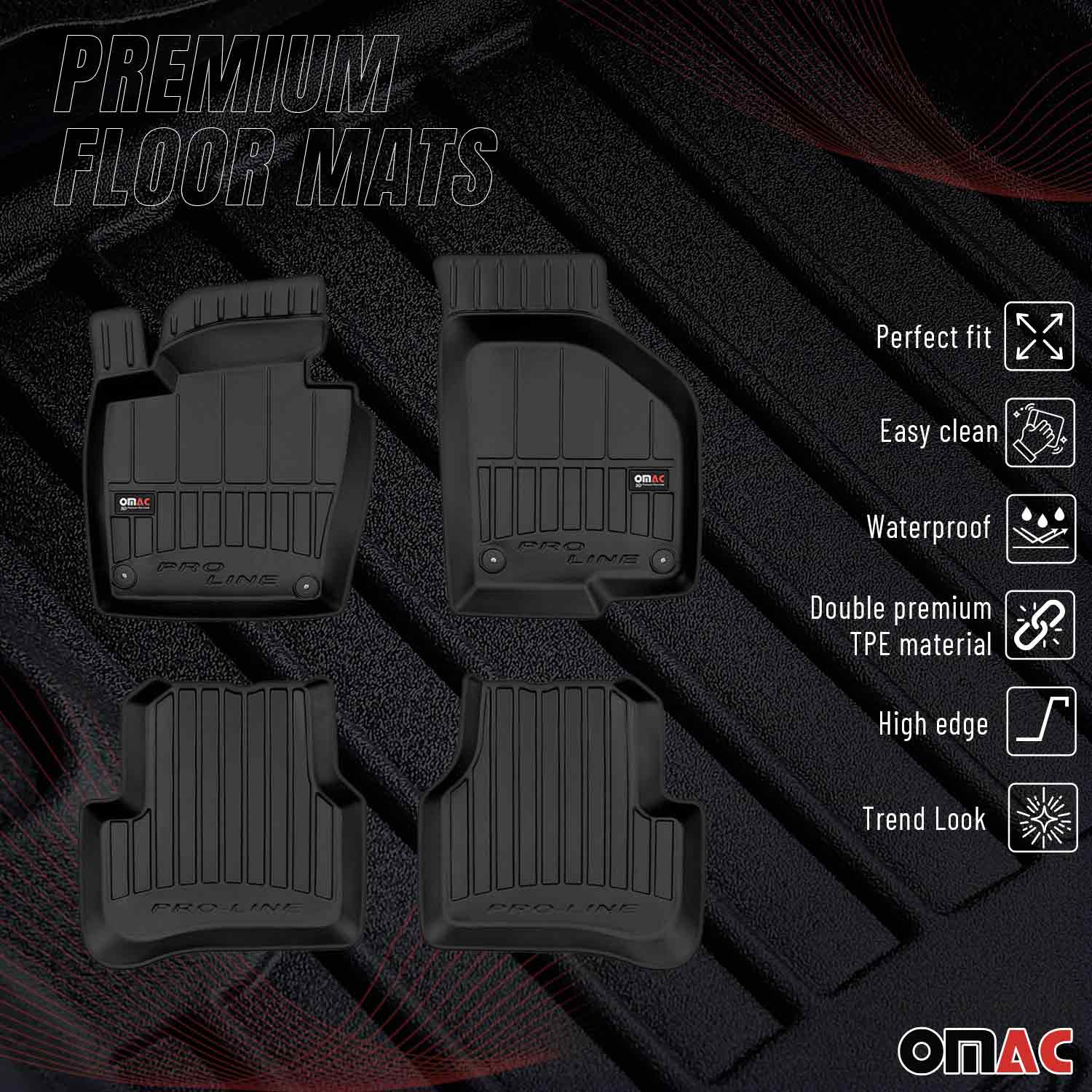 OMAC Premium Alfombrillas De Coche para VW Passat B7 2010-2015 Negro TPE Goma 4x