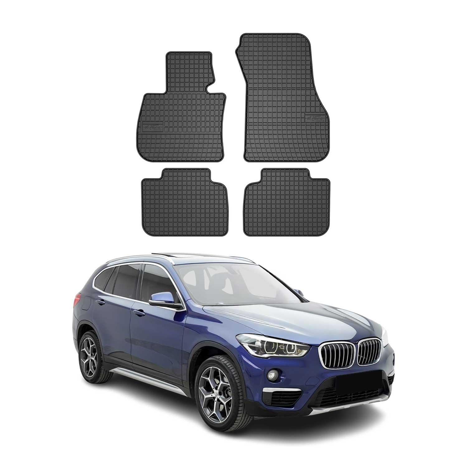 OMAC Alfombrillas De Coche para BMW X1 F48 2015-2022 Negro Goma TPE 4Pza