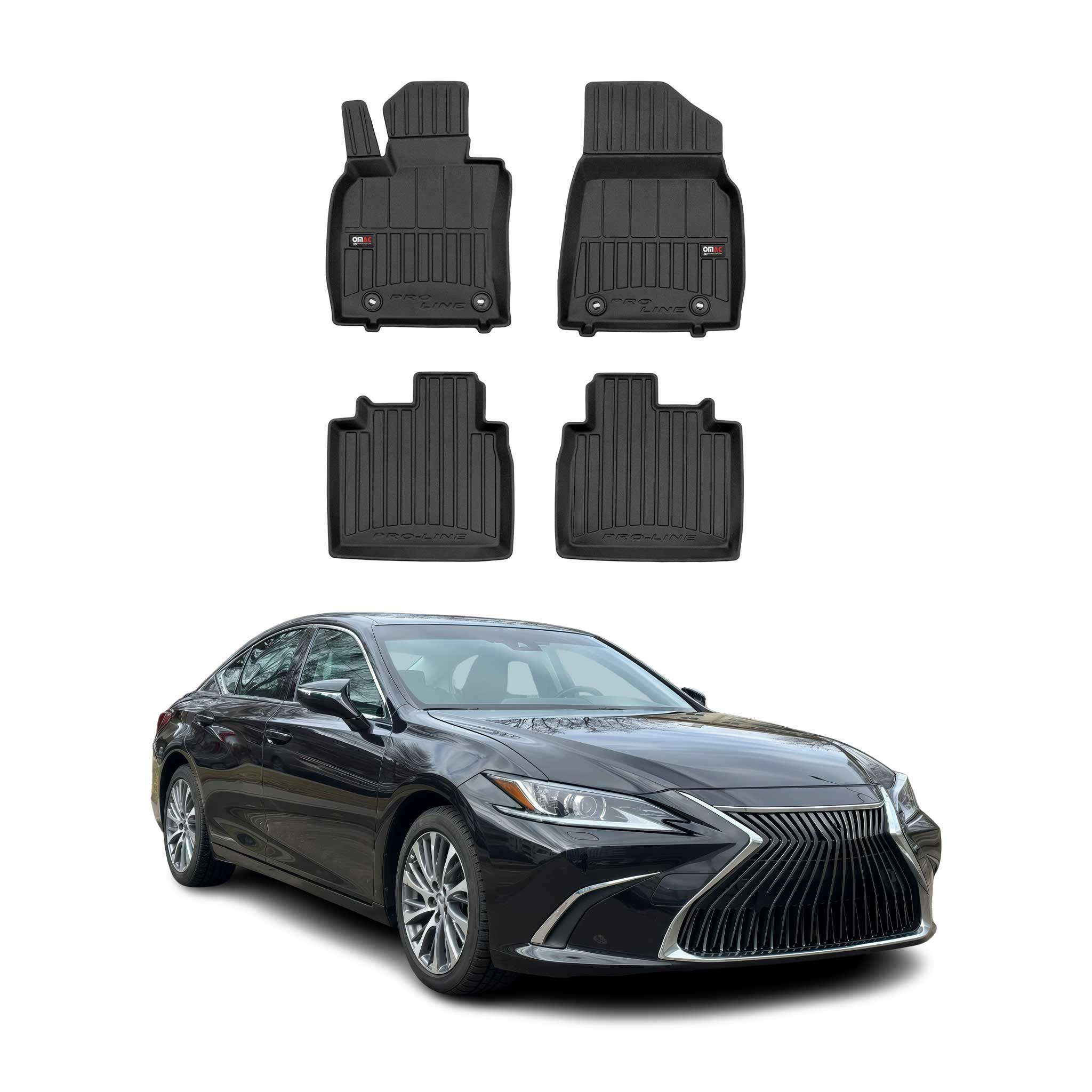 OMAC Premium Alfombrillas De Coche para Lexus ES 2018-2025 Negro TPE Goma 4Pza
