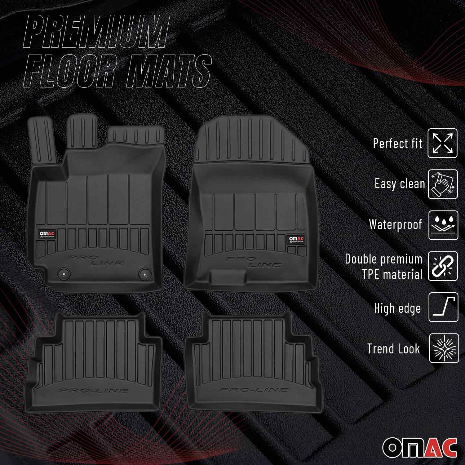 OMAC Premium Alfombrillas De Coche para Hyundai Kona 2017-2024 Negro TPE Goma 4x