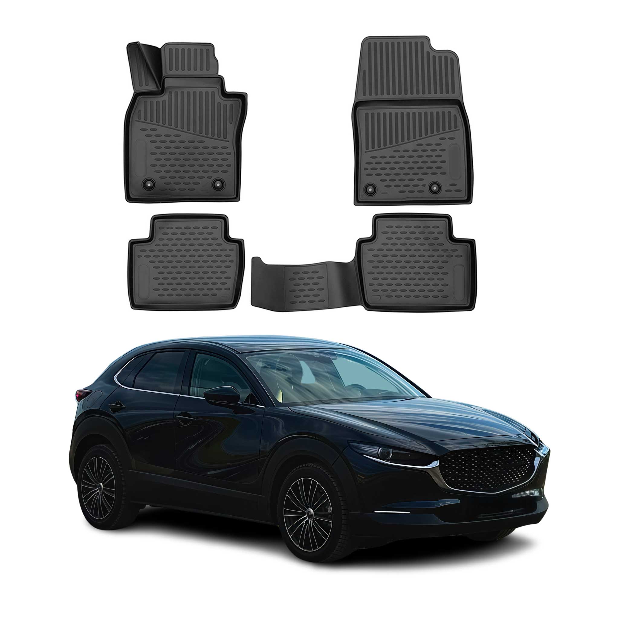 OMAC Alfombrillas De Coche para Mazda CX-30 2019-2025 Negro Goma TPE 4Pza