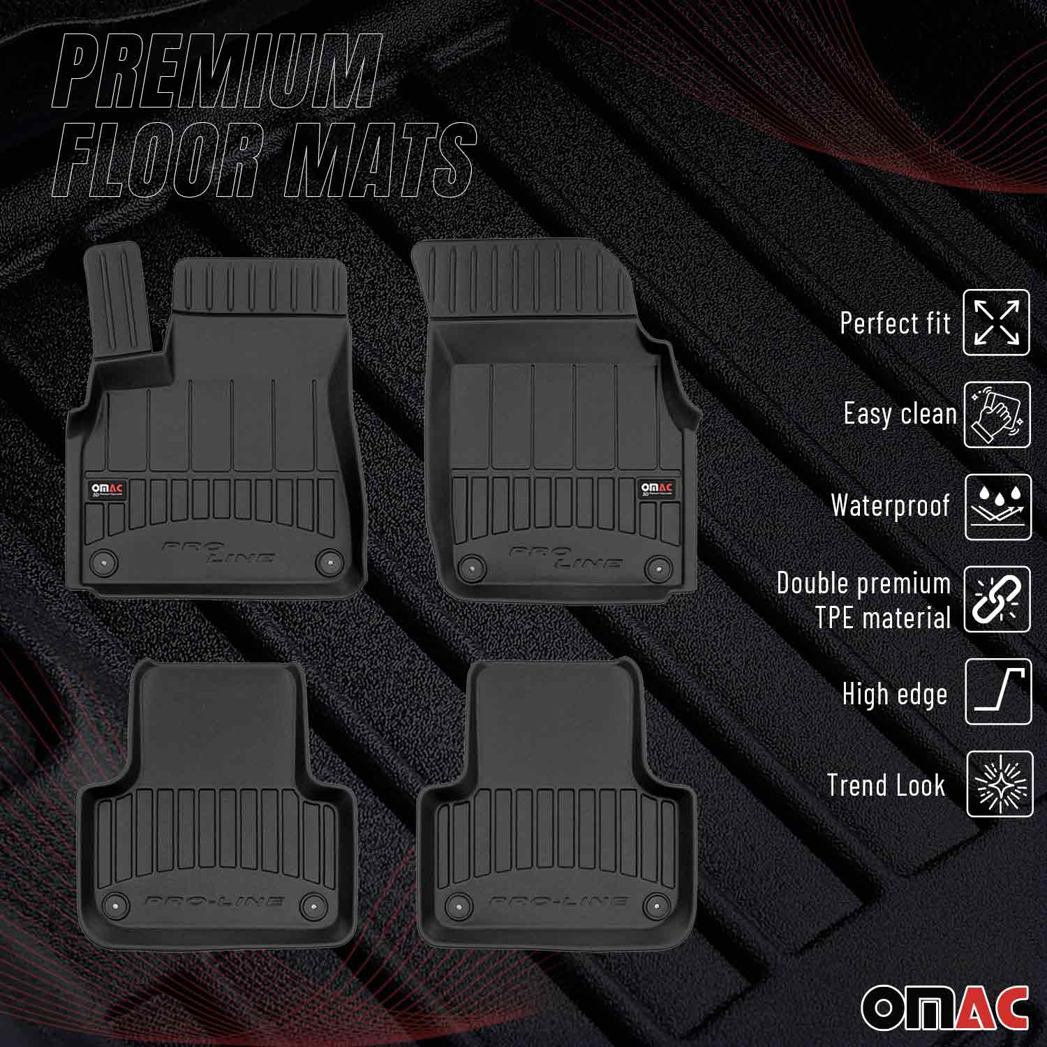 OMAC Premium Alfombrillas De Coche para Audi Q7 4M 2015-2025 Negro TPE Goma 4Pza