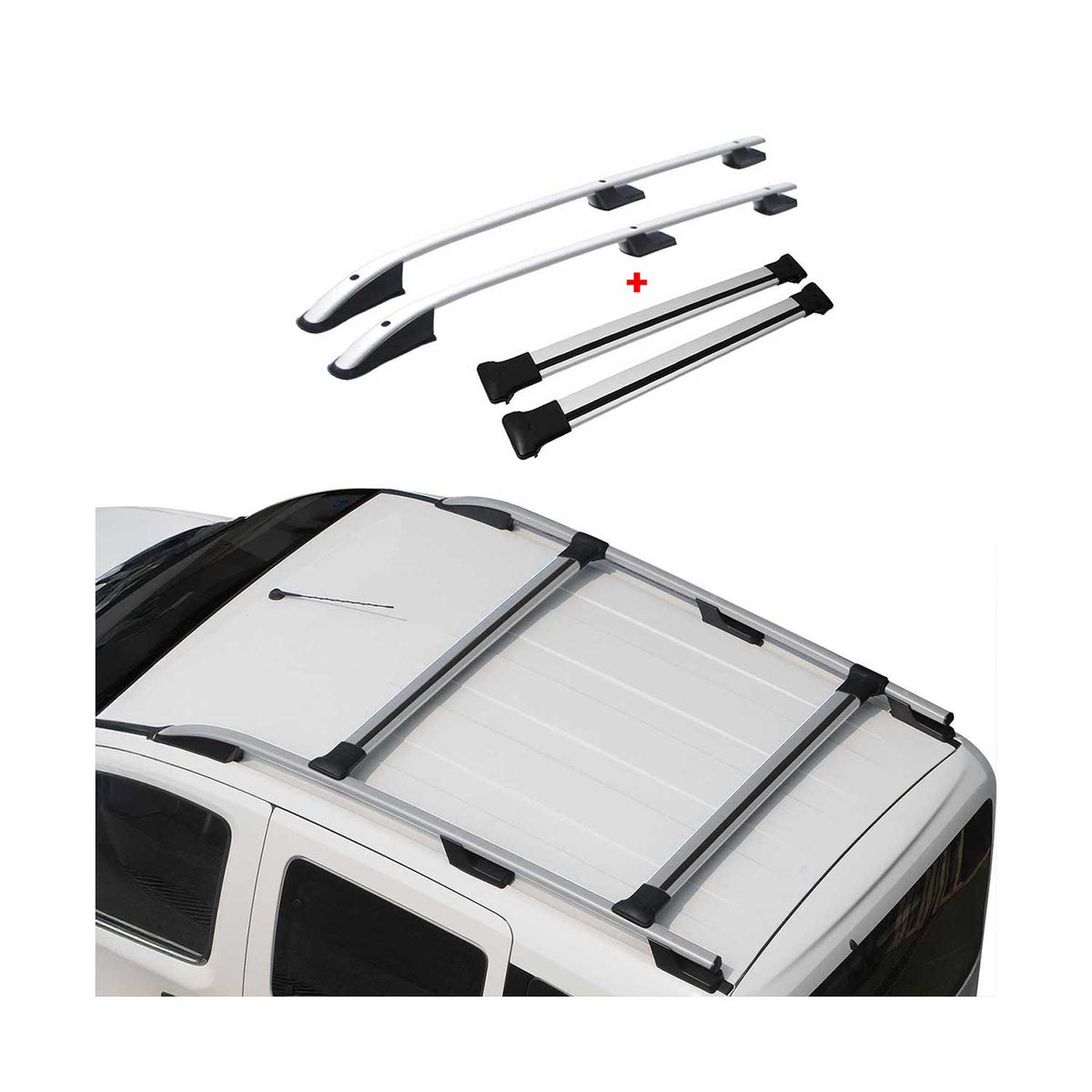 Rieles & Barras de Techo Coche para Dacia Dokker 2012-2021 L1 Corto Gris Alu