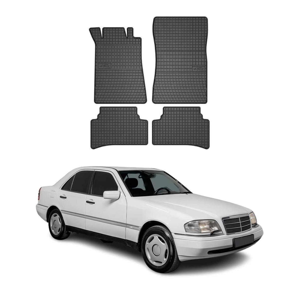 OMAC Alfombrillas De Coche para Mercedes C Class W202 1993-2001 Negro Goma 4Pza