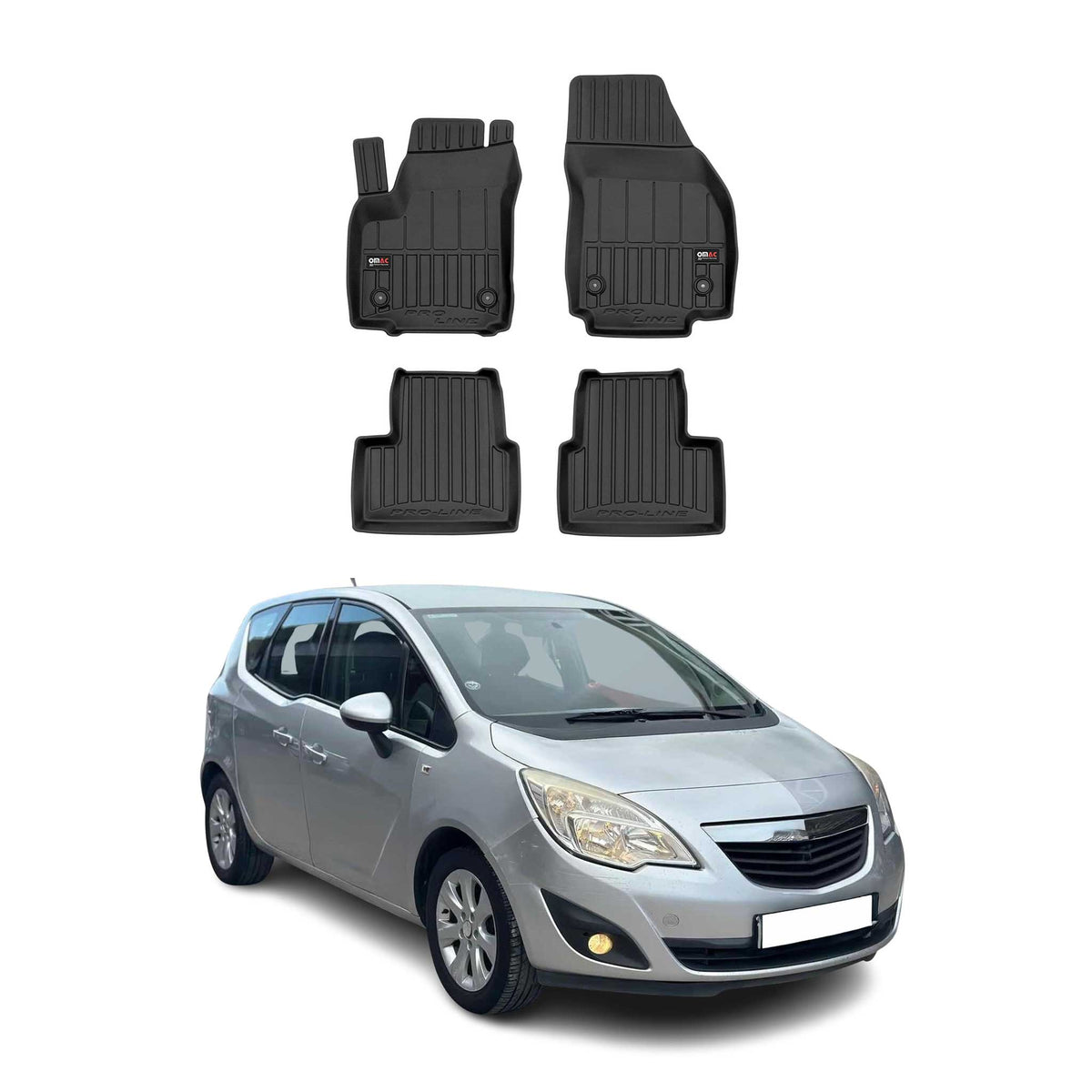OMAC Premium Alfombrillas De Coche para Opel Meriva B 2010-2017 TPE Goma 4x