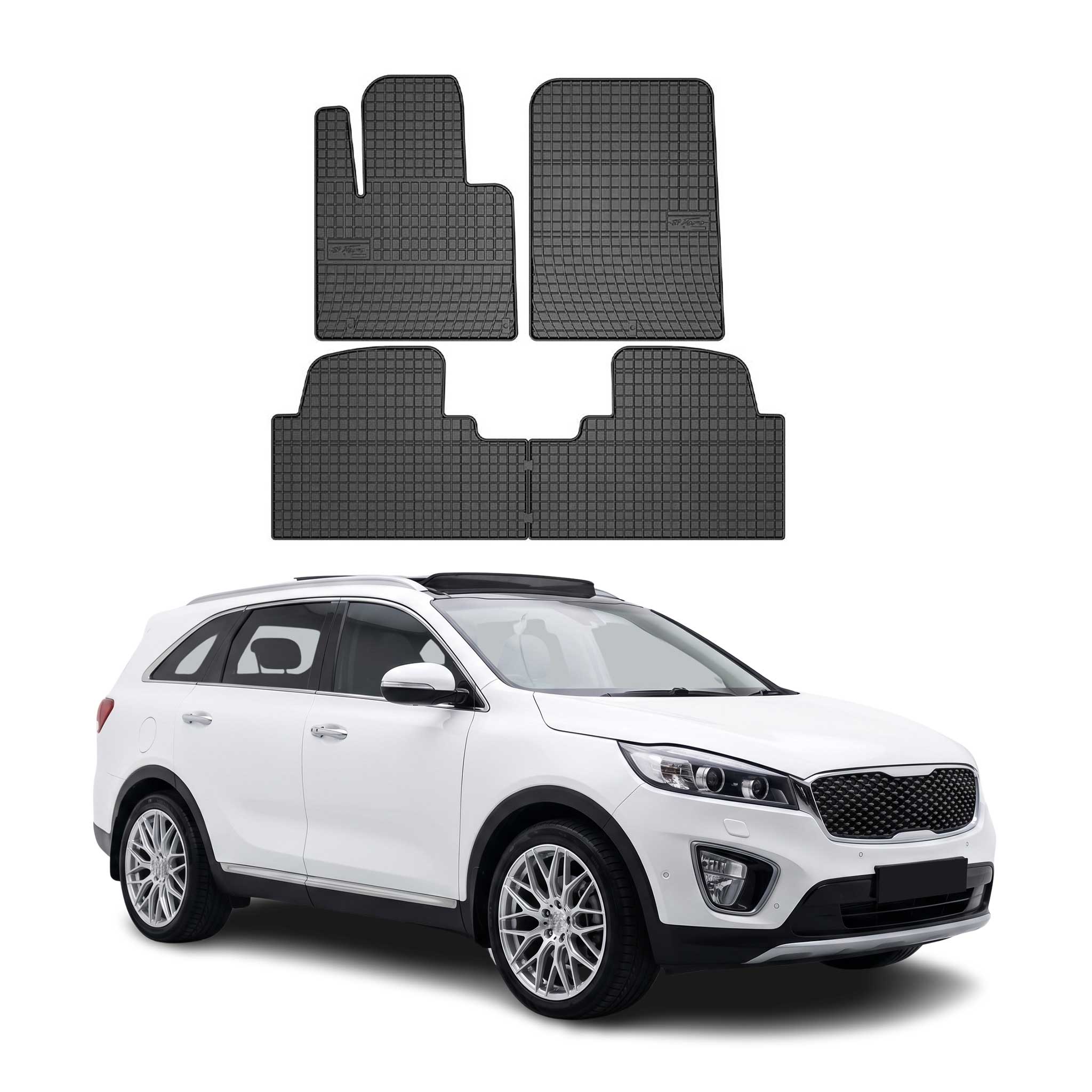 OMAC Alfombrillas De Coche para Kia Sorento 2015-2020 Negro Goma TPE 4Pza