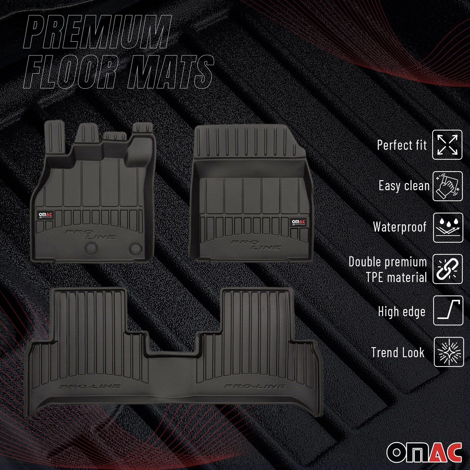 OMAC Premium Alfombrillas De Coche para Renault Grand Scenic JZ 2009-2016 TPE 3x