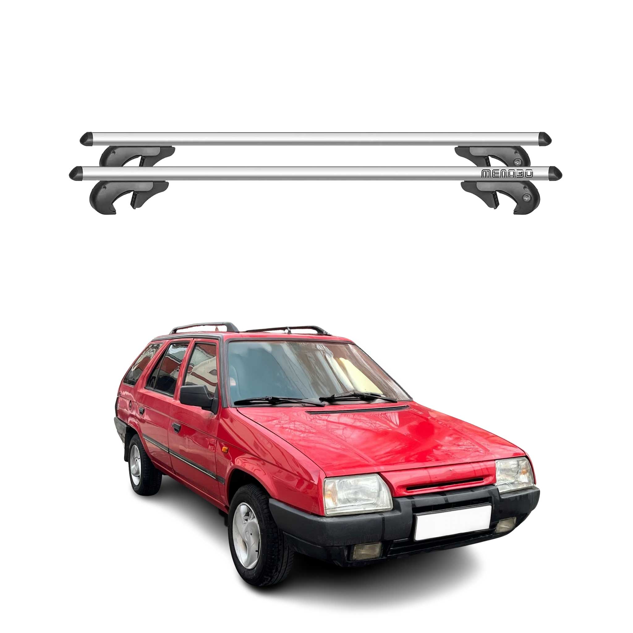 Menabo Barras de Techo Baca para Skoda Forman 1990-1995 Gris Aluminio 2Pza