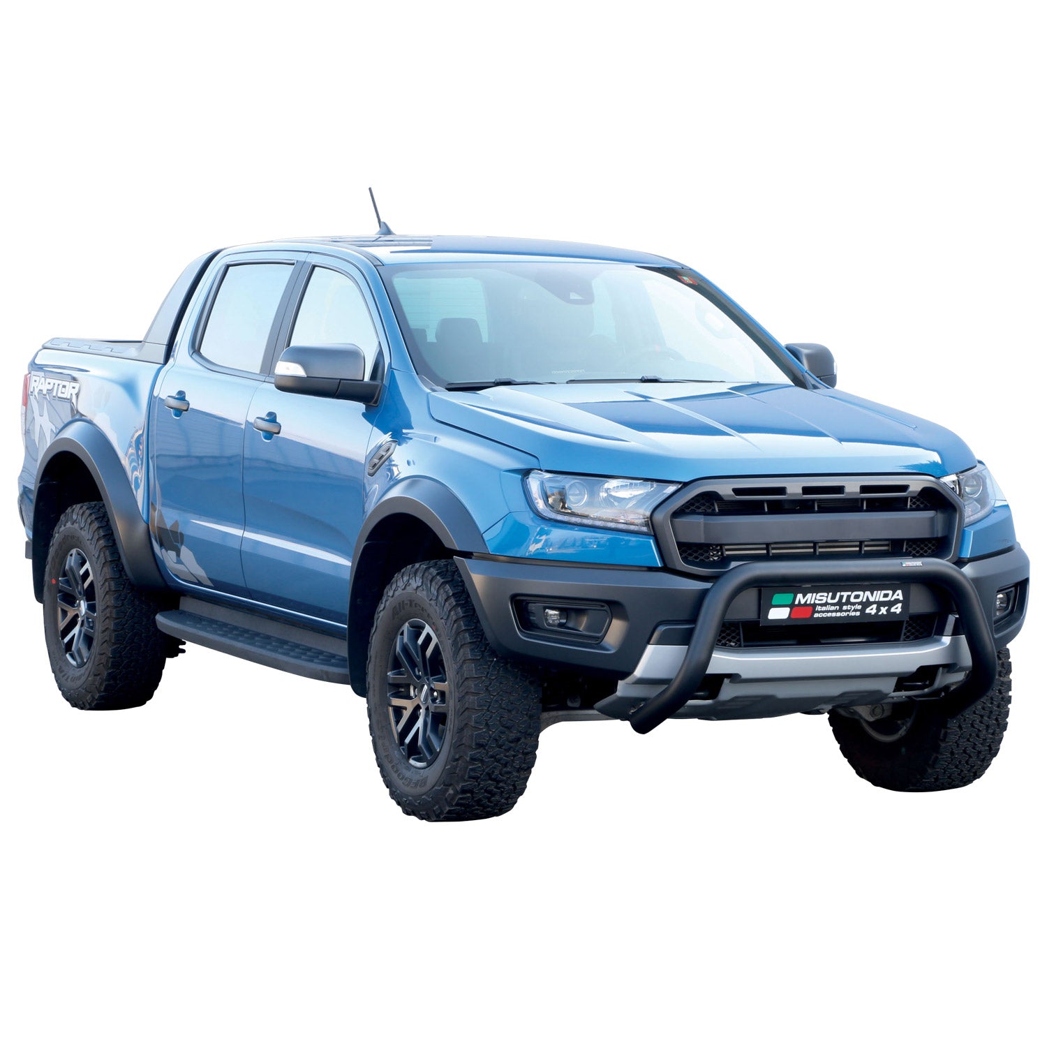 Bull Barra Frontal para Ford Ranger Raptor 2019-2022 Negro Brillante Acero 1Pza