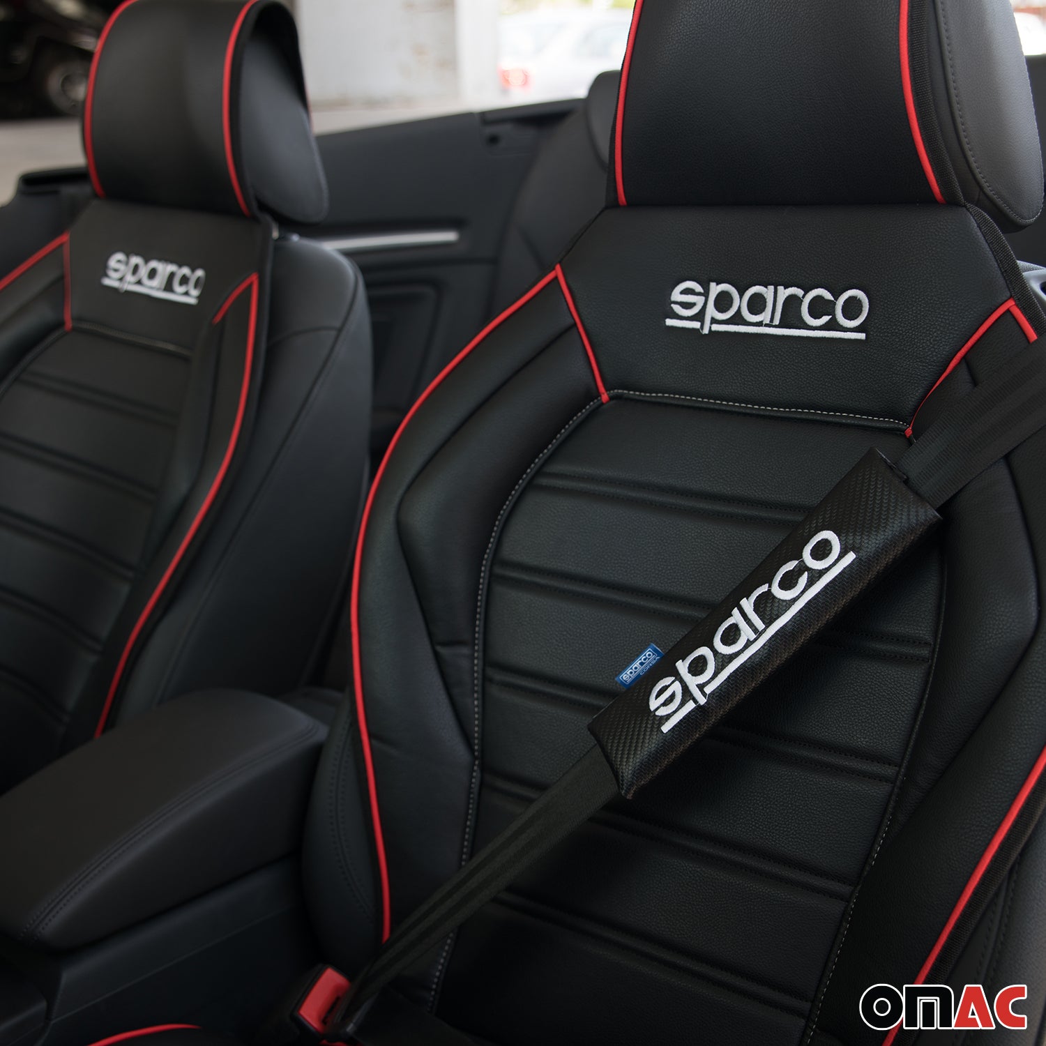 Sparco Para cinturón de Seguridad de coche Universal Negro Carbono