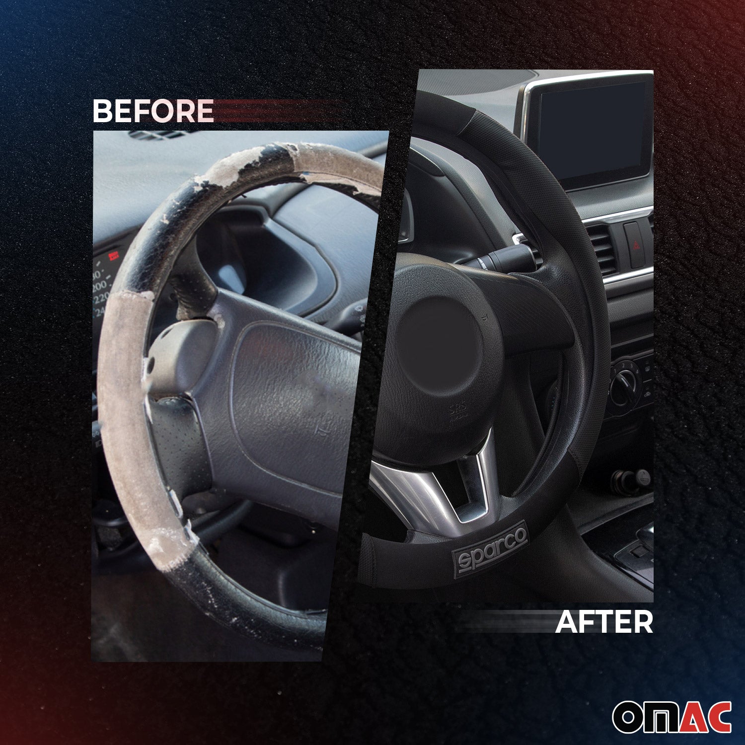 Sparco Cubierta de Para Volante de Automóvil Universal Goma Negro