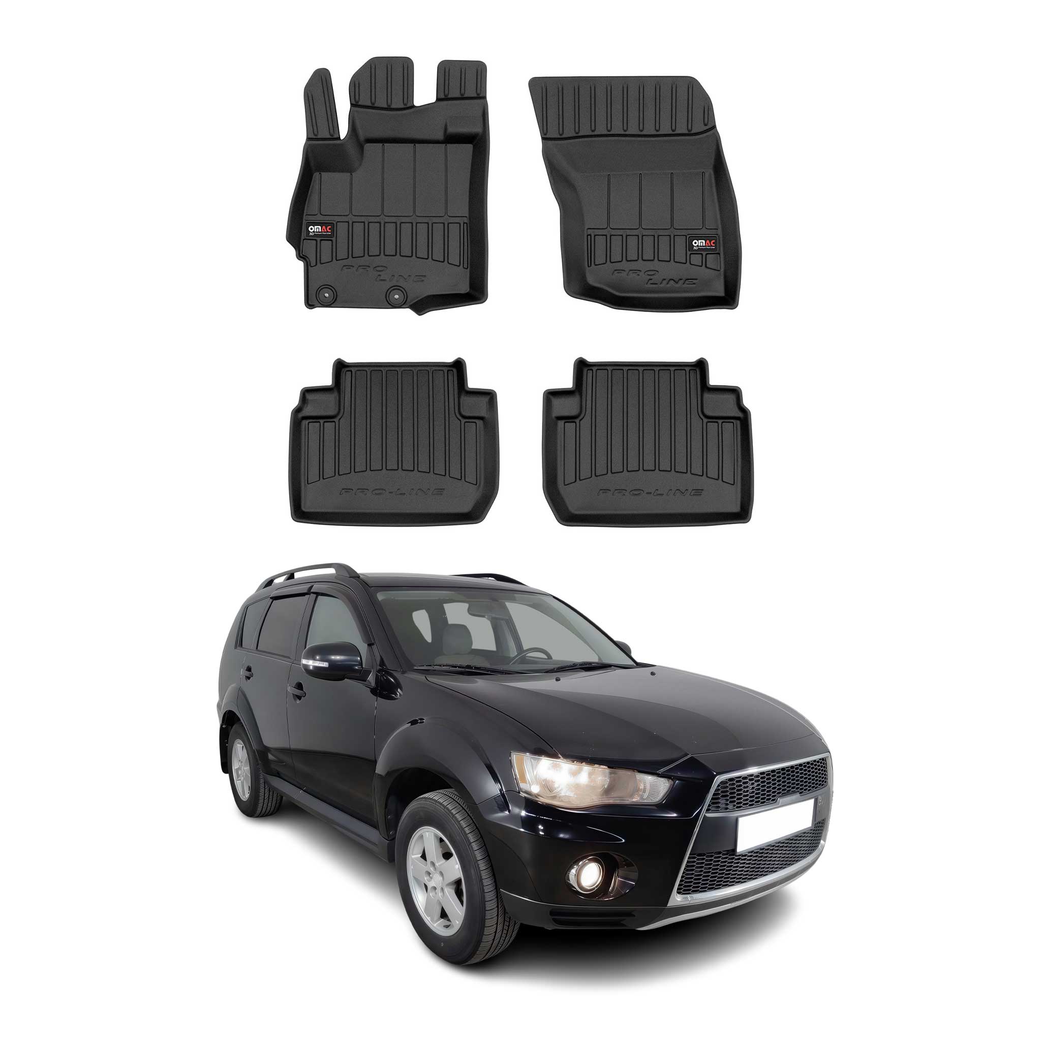 OMAC Premium Alfombrillas De Coche para Mitsubishi Outlander 2006-2021 Goma 4x