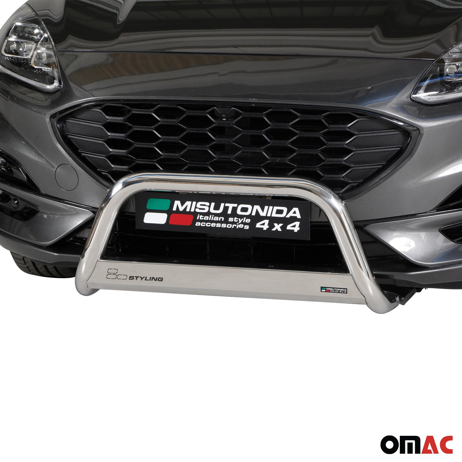 Bull Barra Frontal para Ford Kuga 2020-2025 Plata Brillante Acero 1Pza