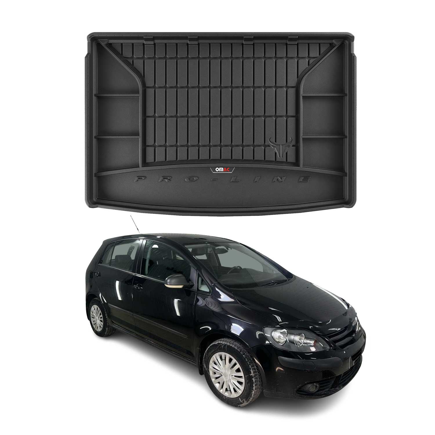 OMAC Premium Bandeja Maletero Alfombrilla para VW Golf Plus 2005-2014 Negro TPE