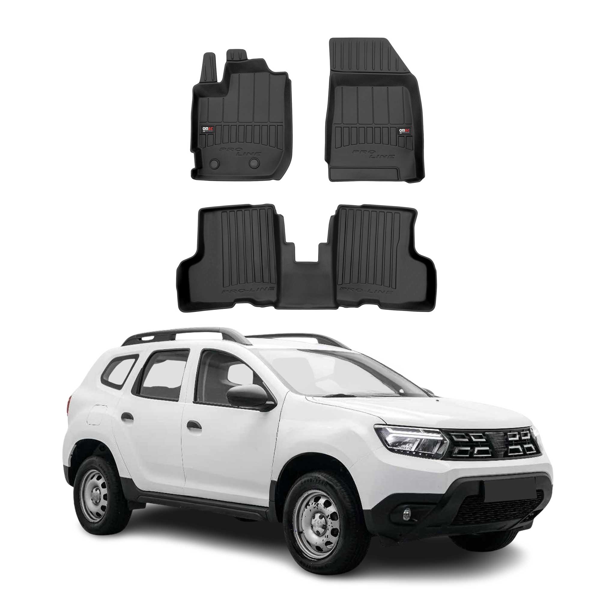 OMAC Premium Alfombrillas De Coche para Dacia Duster II 2021-2024 TPE Goma 3x