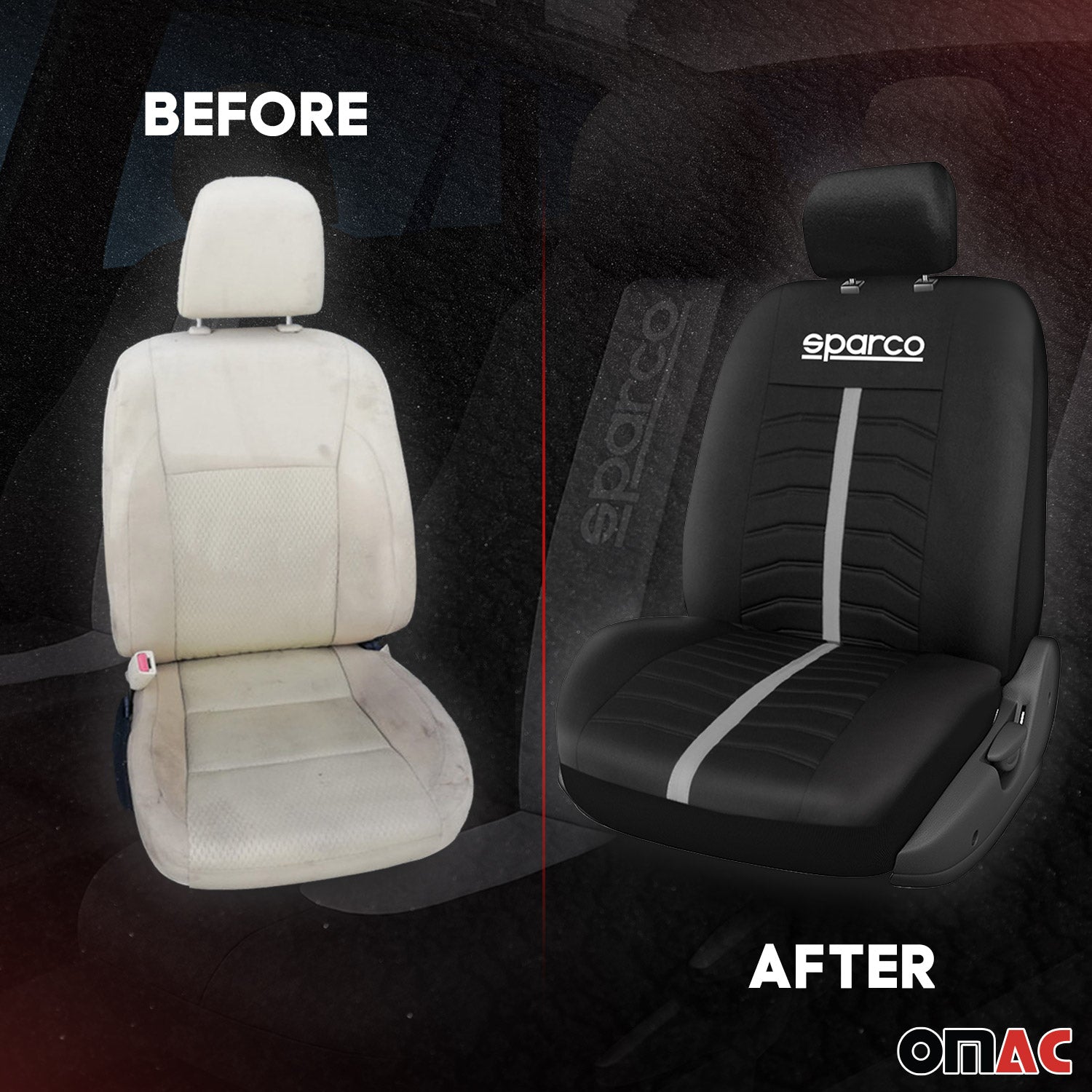 Sparco Funda de Asiento Universal Gris Negro delanteros traseros