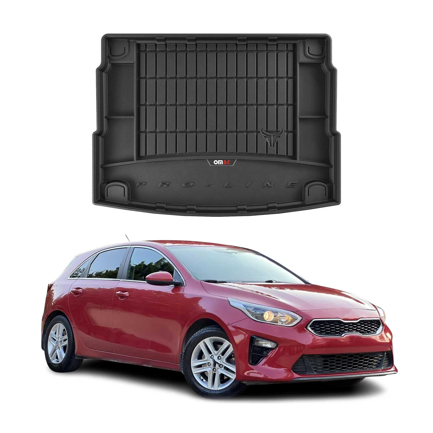 OMAC Premium Bandeja Maletero Alfombrilla para Kia Ceed 2018-2025 Negro Goma TPE