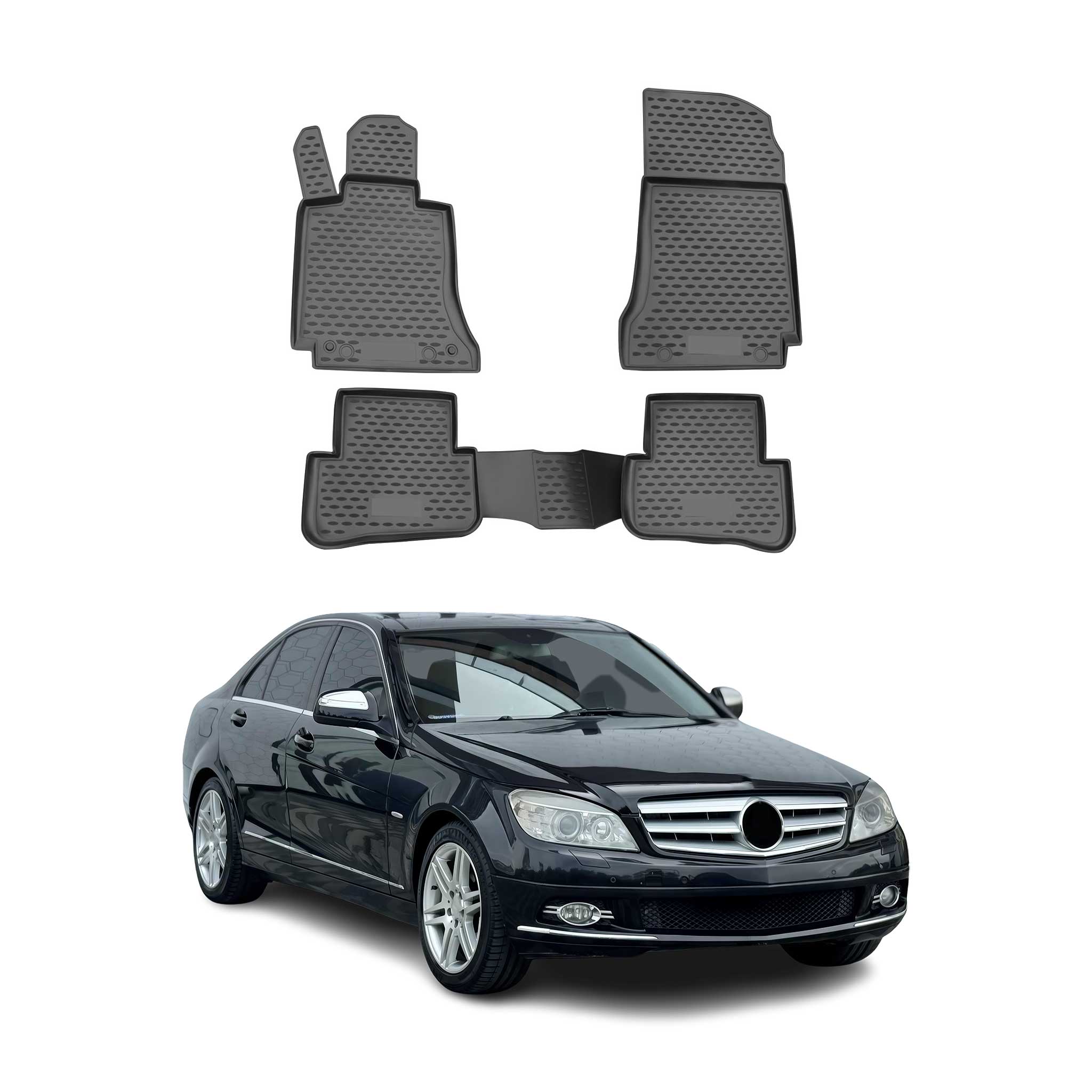 OMAC Alfombrillas De Coche para Mercedes C Class W204 S204 2007-2014 TPE 4x