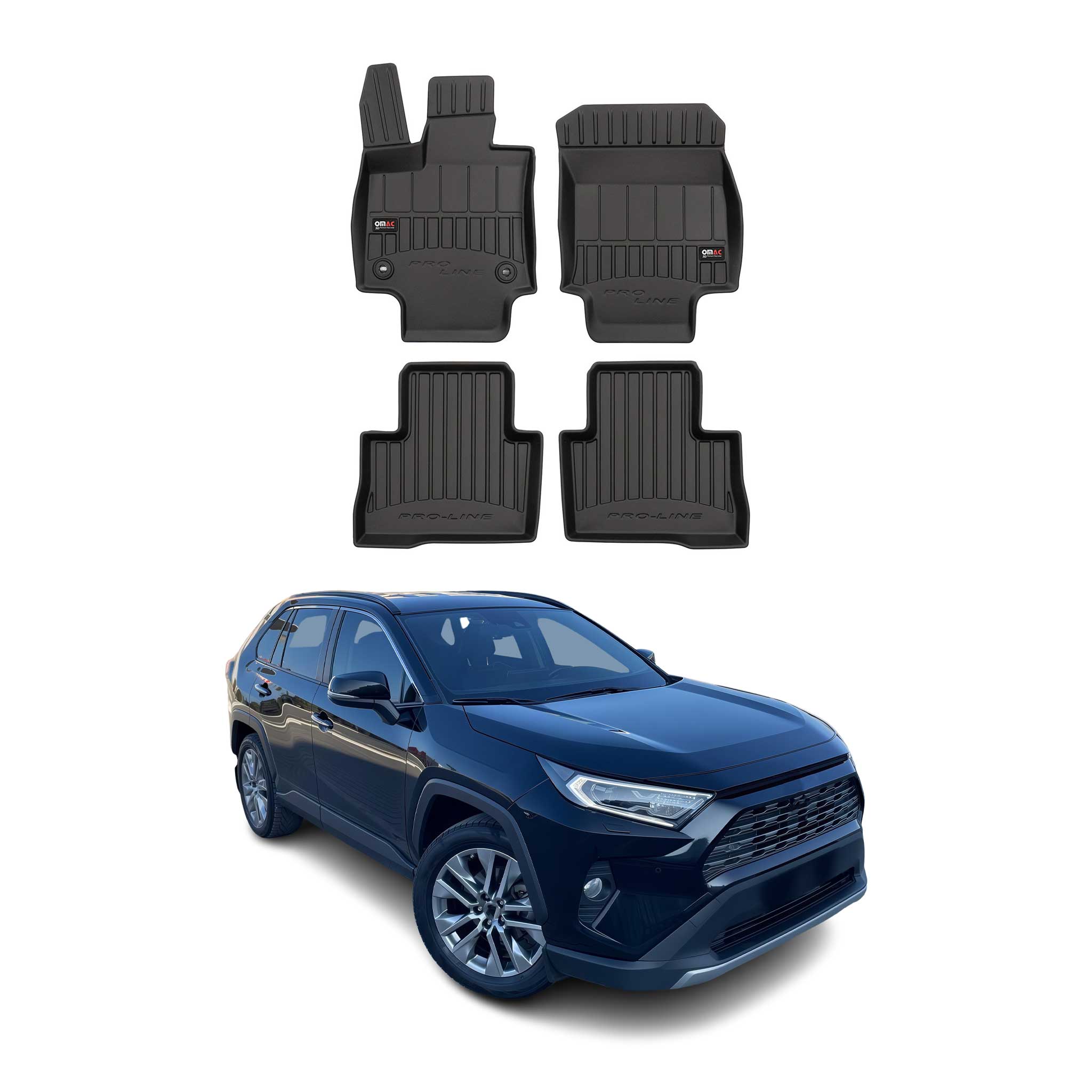 OMAC Premium Alfombrillas De Coche para Toyota RAV4 2018-2024 Hybrid TPE Goma 4x