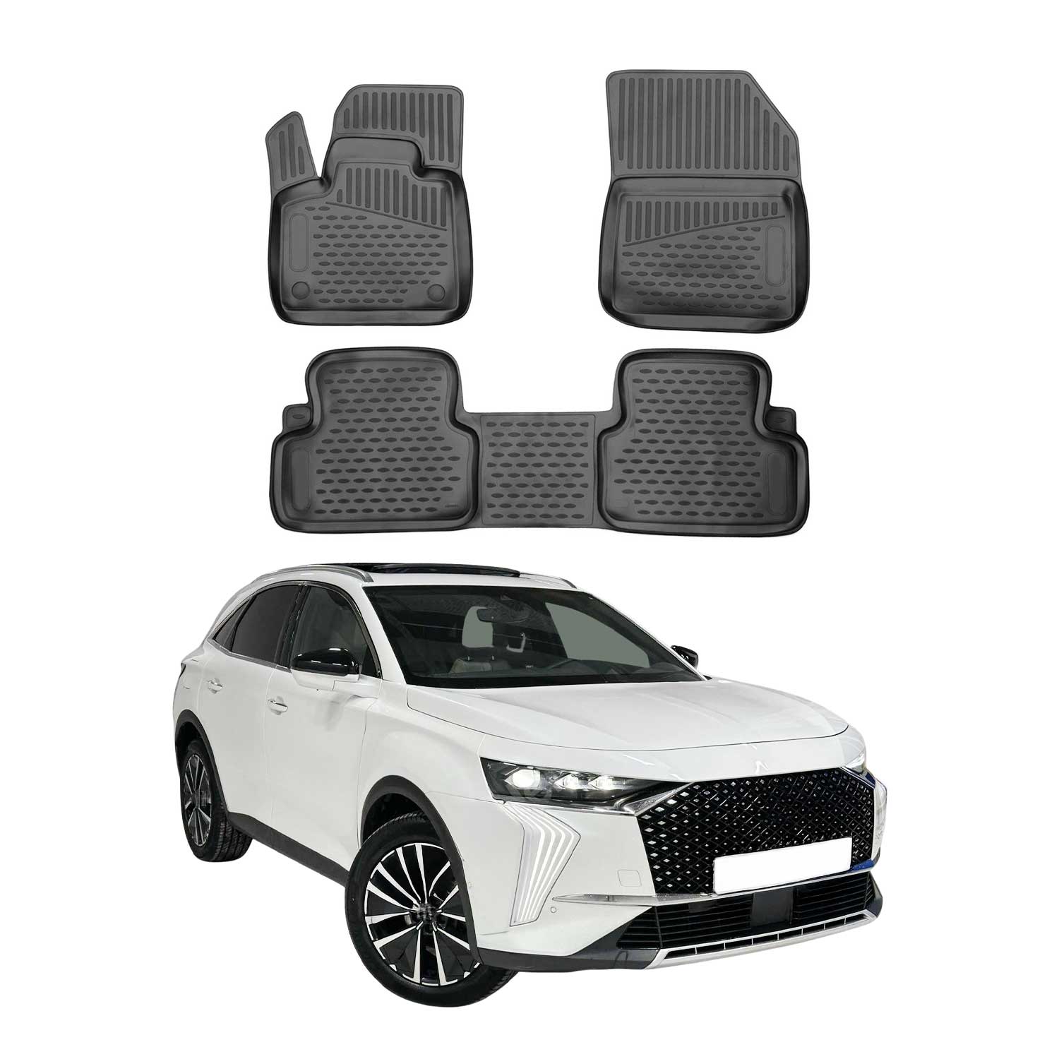 OMAC Alfombrillas De Coche para DS DS7 Crossback 2017-2024 Negro TPE 3Pza