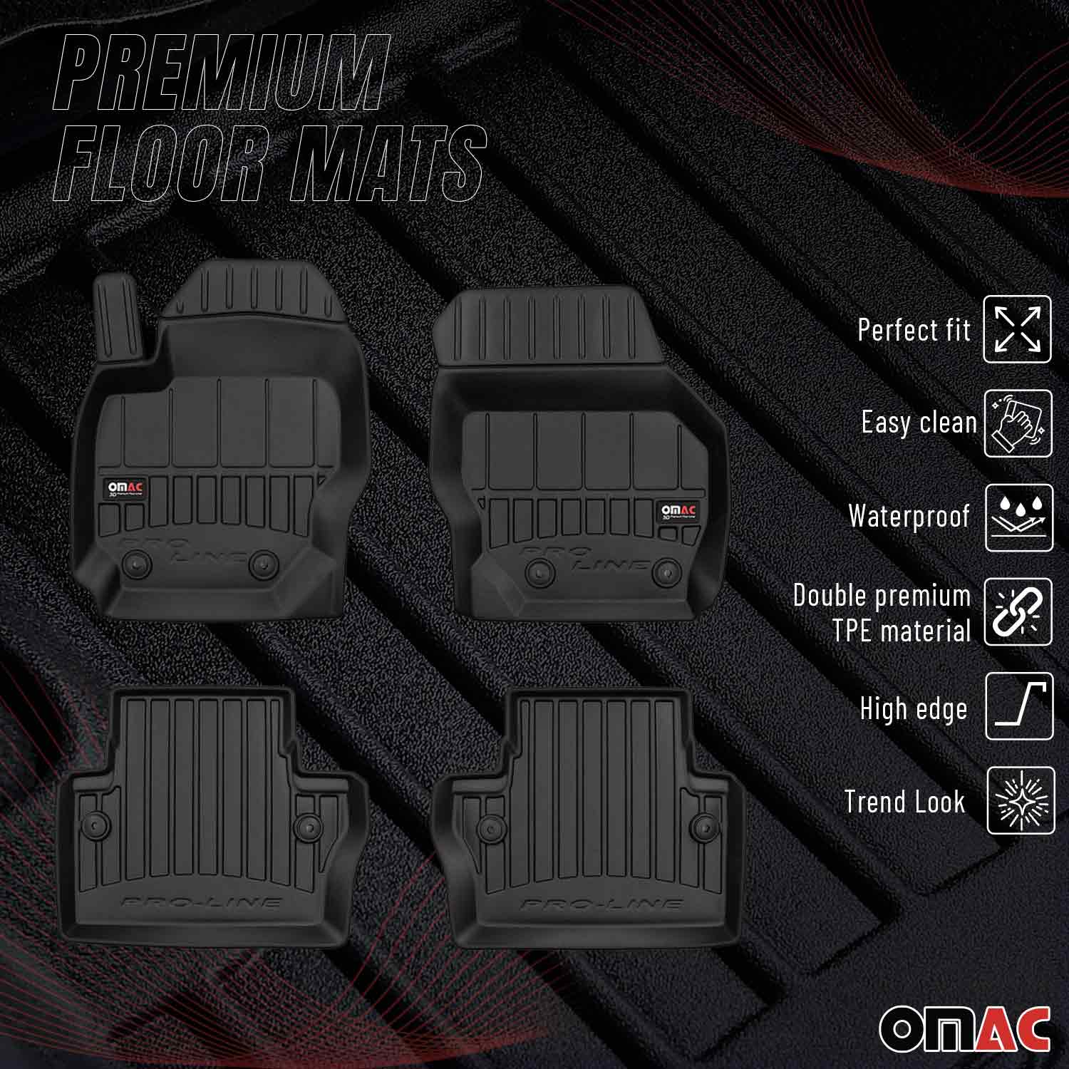 OMAC Premium Alfombrillas De Coche para Volvo XC70 2014-2016 Negro TPE Goma 4Pza