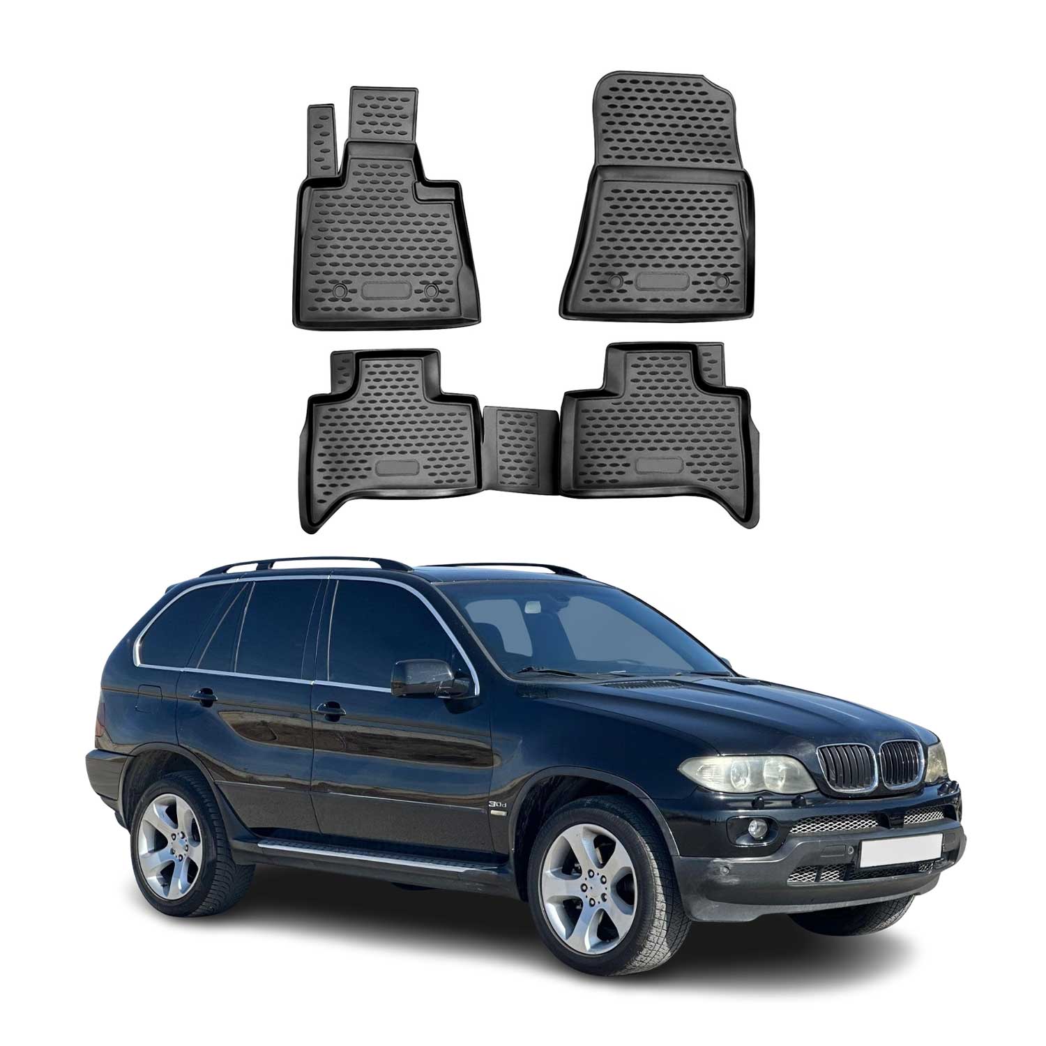 OMAC Alfombrillas De Coche para BMW X5 E53 1999-2006 Negro Goma TPE 4Pza