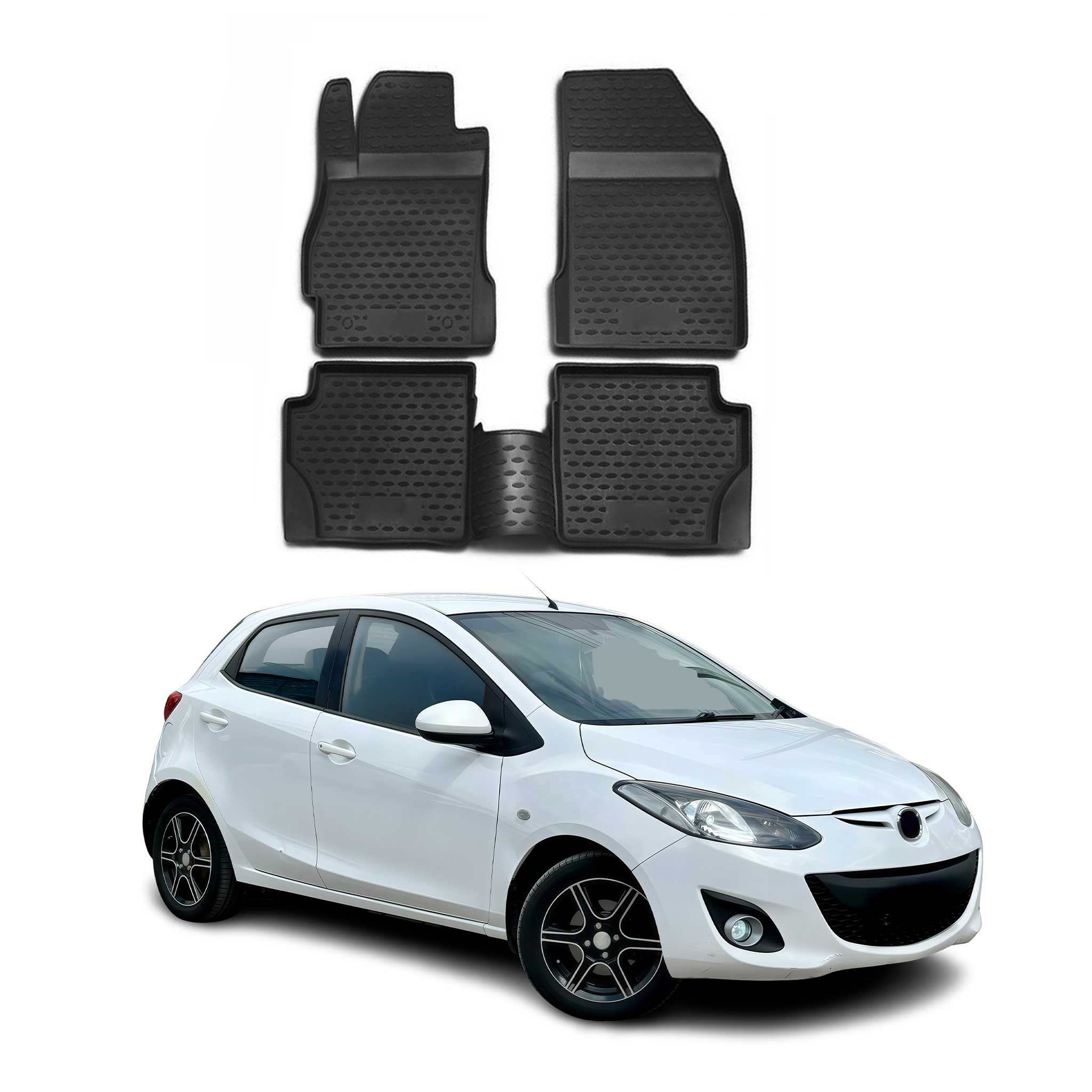 OMAC Alfombrillas De Coche para Mazda 2007-2015 Negro Goma 4Pza