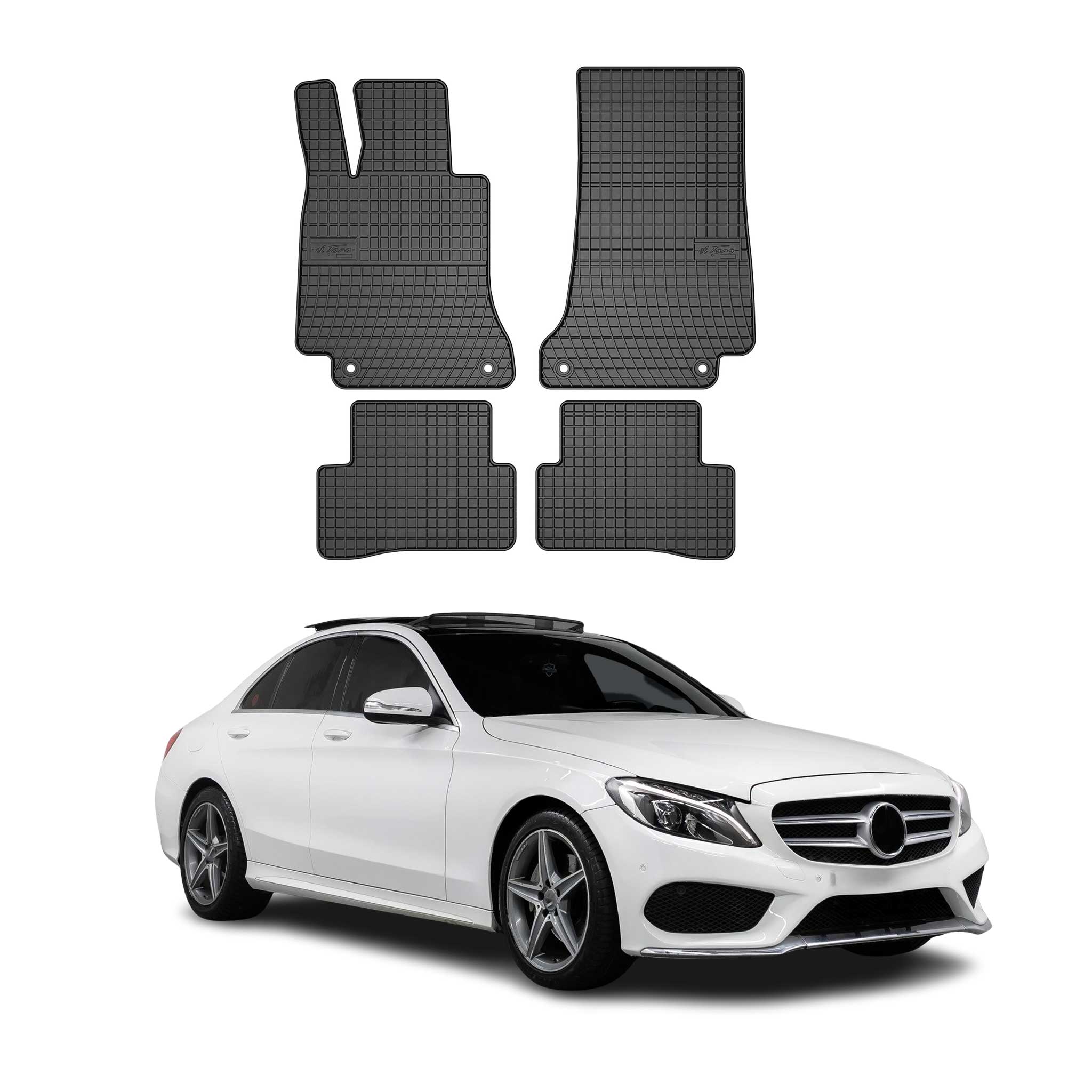 OMAC Alfombrillas De Coche para Mercedes C Class W205 2014-2021 Negro Goma 4Pza