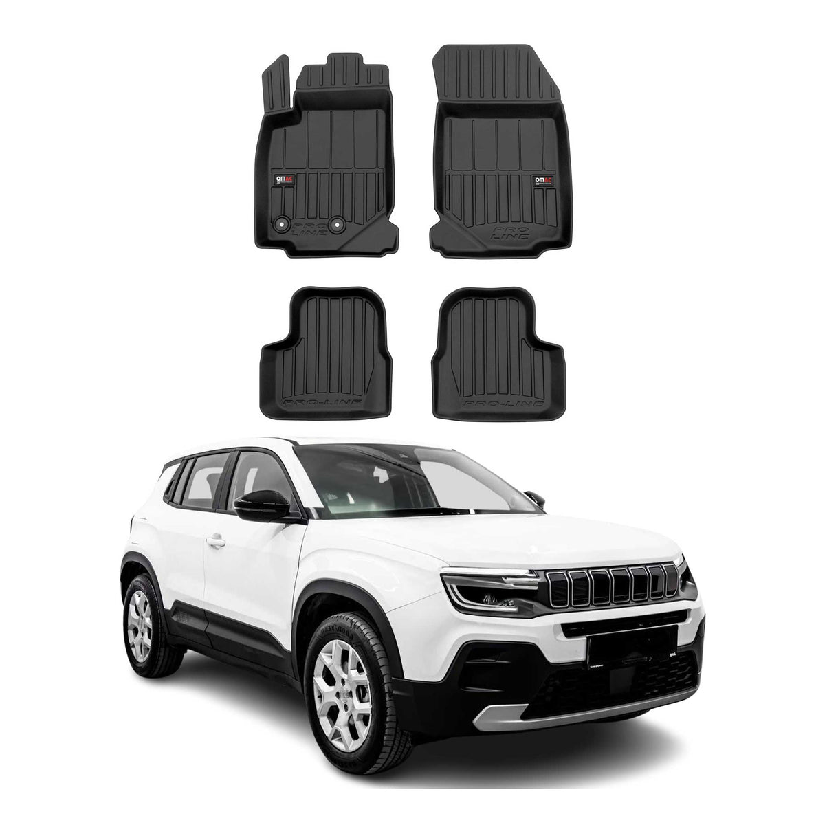 OMAC Premium Alfombrillas De Coche para Jeep Avenger 2023-2025 Negro TPE Goma 3x