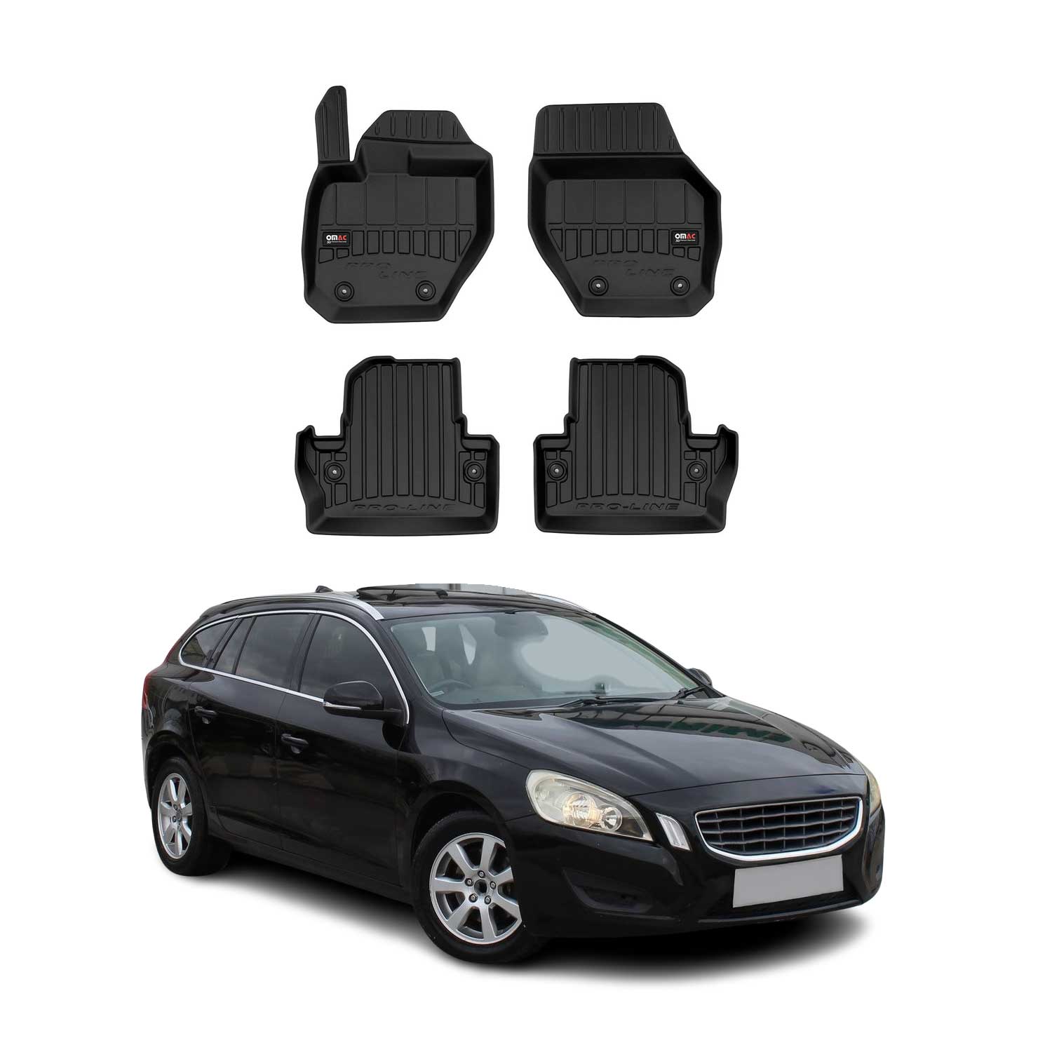 OMAC Premium Alfombrillas De Coche para Volvo V60 Cross Country 2014-2018 TPE 4x
