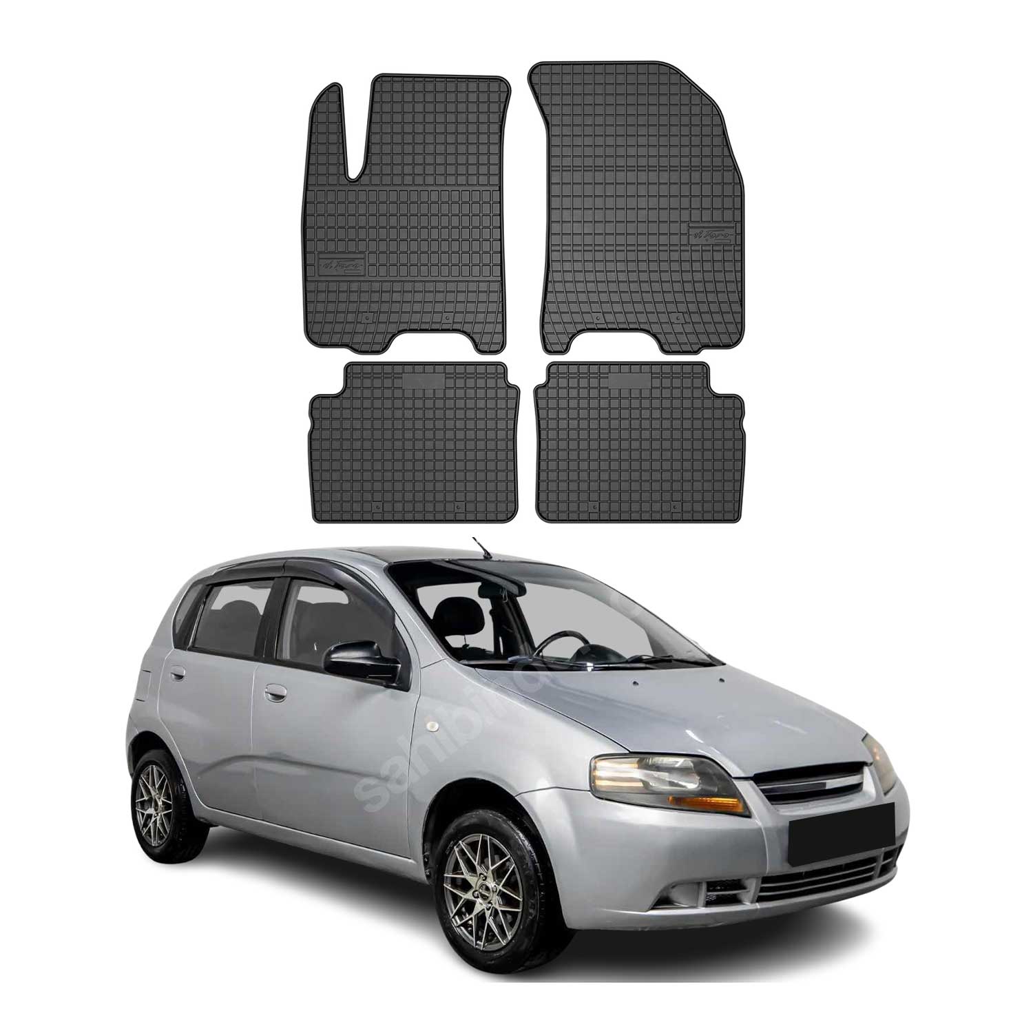 OMAC Alfombrillas De Coche para Chevrolet Aveo T200 T250 2002-2012 Negro Goma 4x