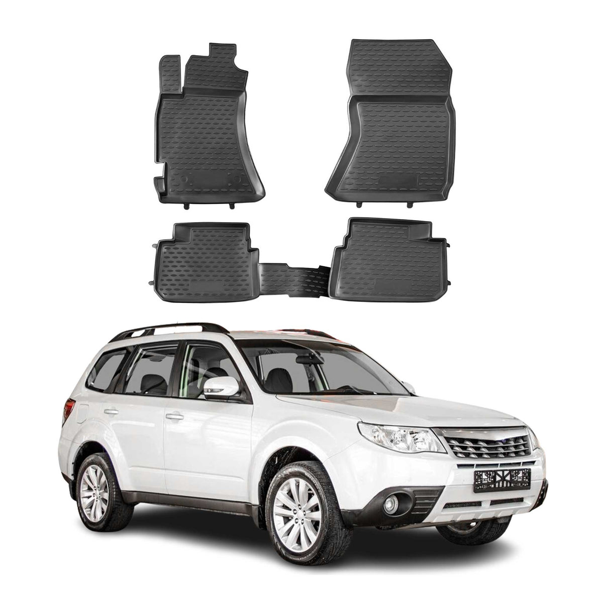 OMAC Alfombrillas De Coche para Subaru Forester 2.5 XT 2008-2013 Negro Goma 4Pza