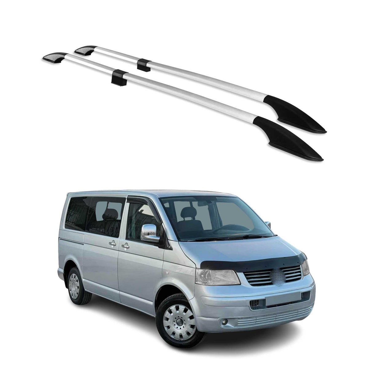 Rieles de Techo Coche Alu para VW Transporter T5 2003-2015 L1 Corto Plata Alu 2x