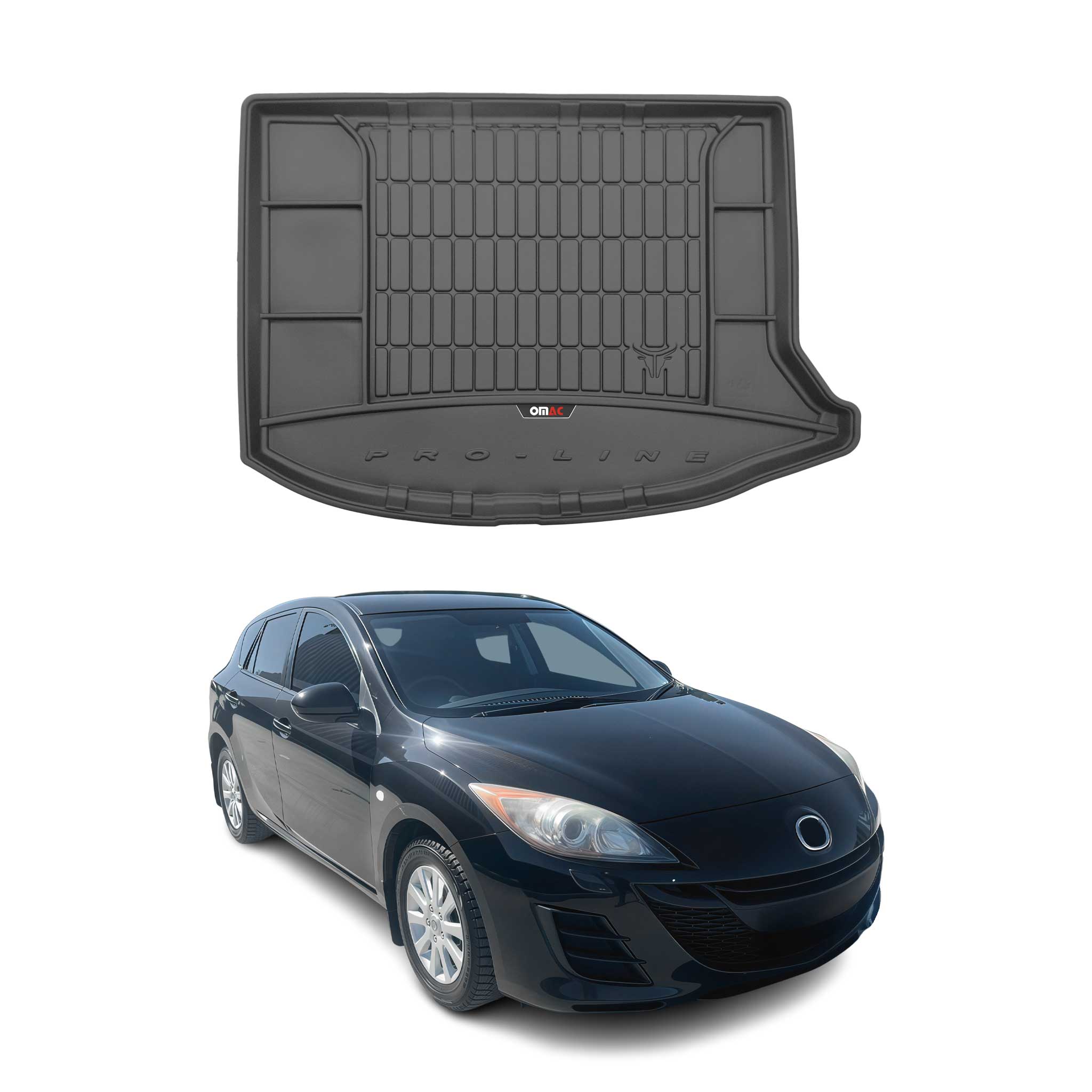 OMAC Premium Bandeja Maletero Alfombrilla para Mazda 3 2008-2013 Negro Goma TPE
