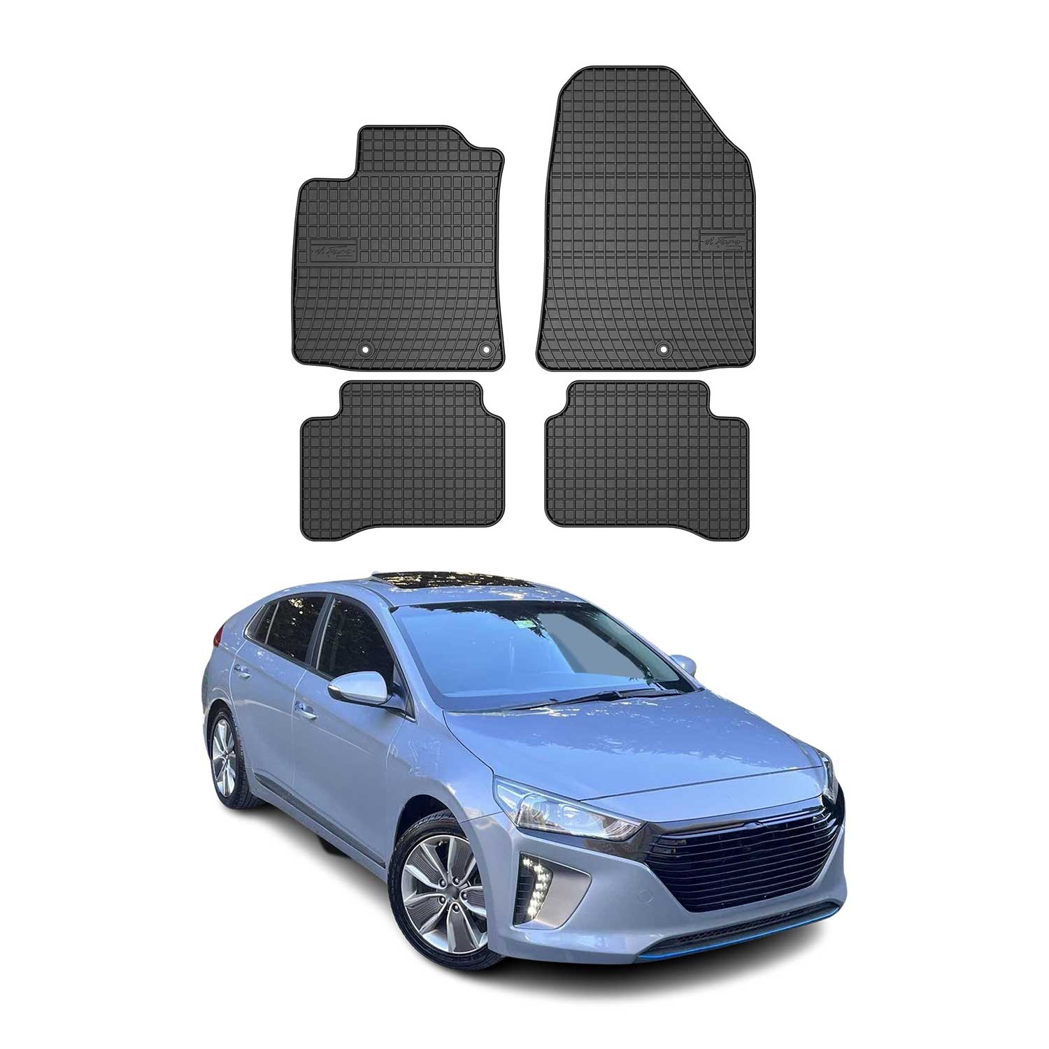 OMAC Alfombrillas De Coche para Hyundai Ioniq 2016-2025 Negro Goma 4Pza