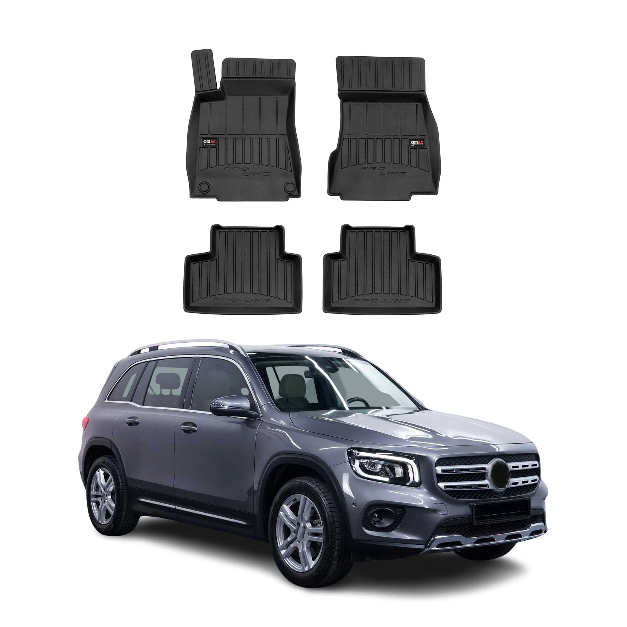 OMAC Premium Alfombrillas De Coche para Mercedes GLB X247 2019-2026 TPE Goma 4x
